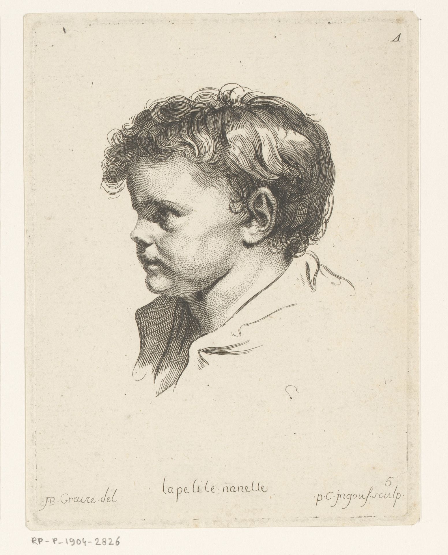 Hoofd van een jong kind, naar links gekeerd by Pierre Charles Ingouf