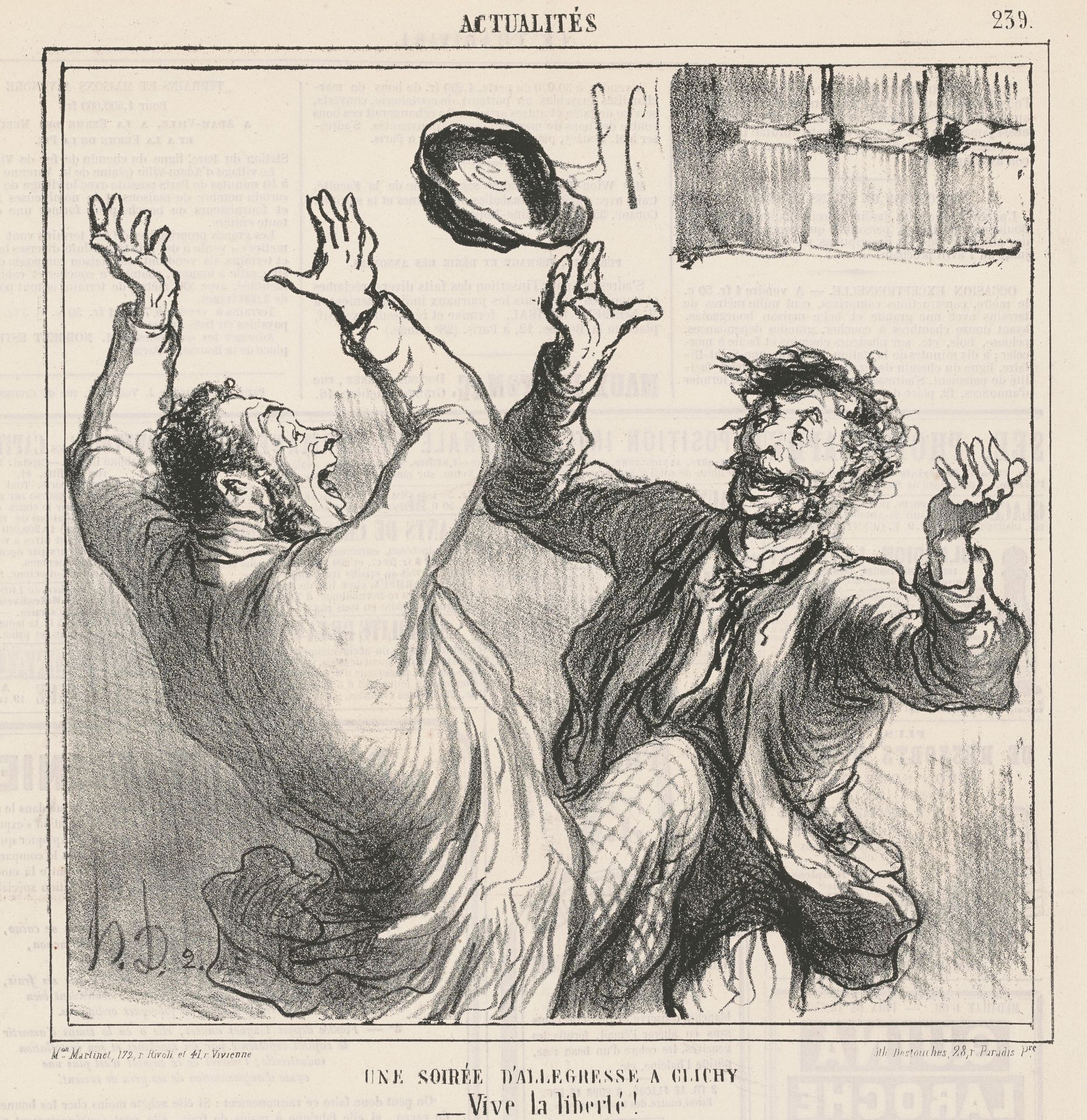 Une soirée d'allégresse a Clichy by Honoré Daumier