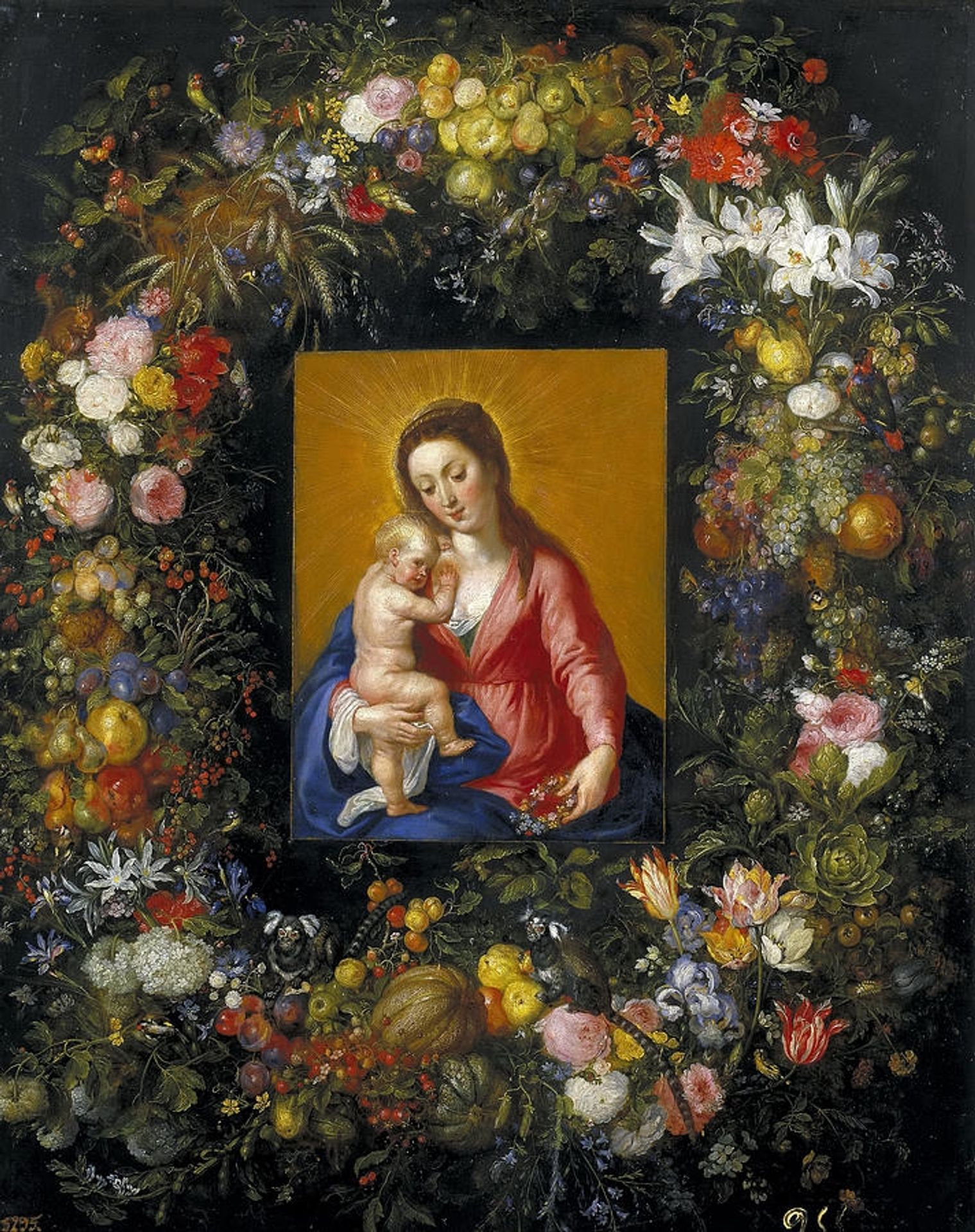 Flower Garland Around the Virgin and Child by Jan Brueghel the Elder