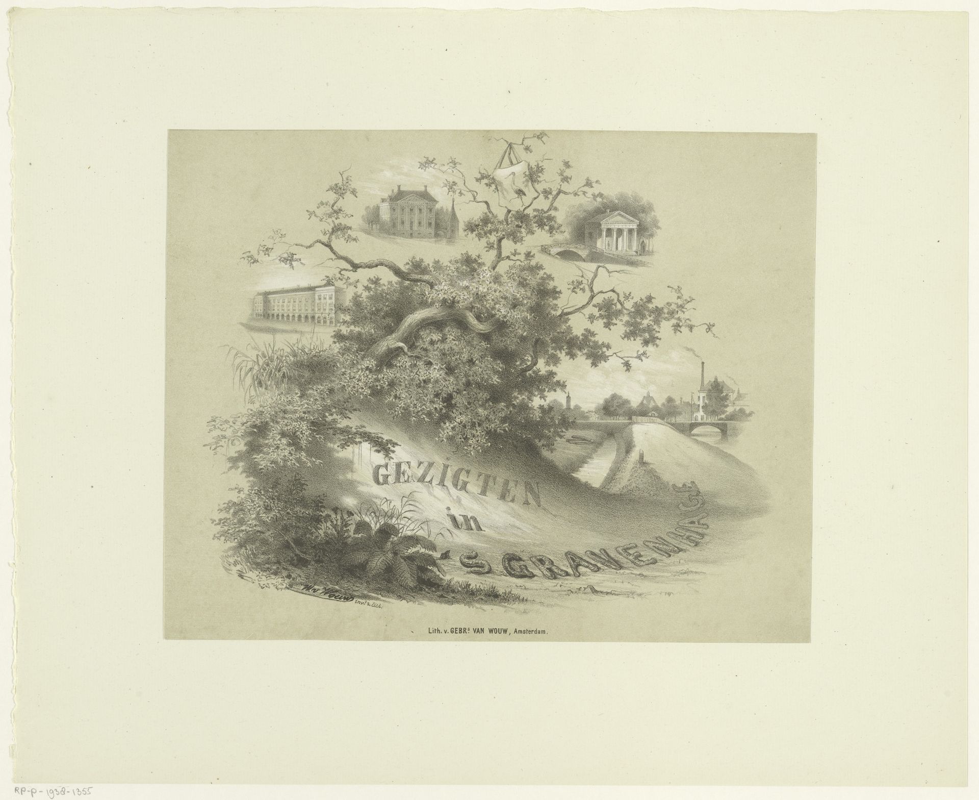 Bosrand, landweg en gezichten op Den Haag by Willem Bastiaan van Wouw