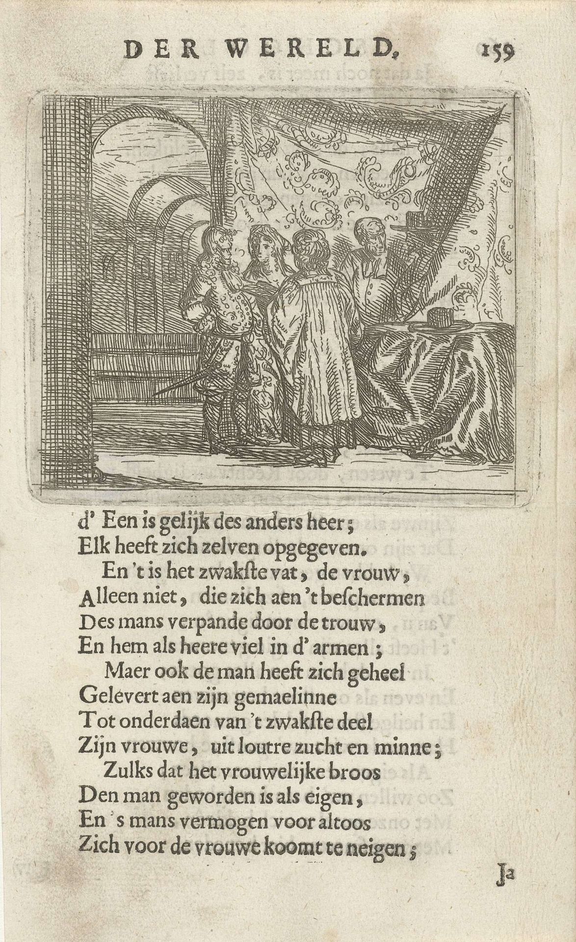 Huwelijksvoltrekking in een interieur by Arnold Houbraken