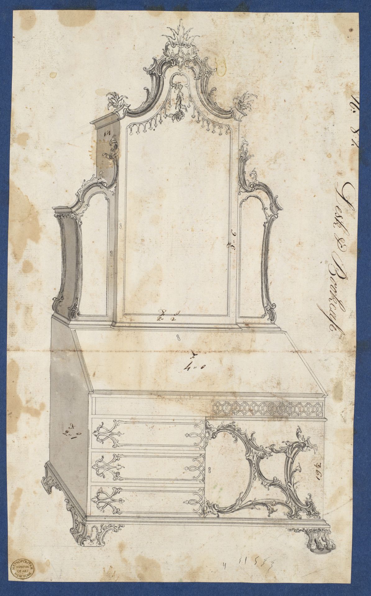 Desk and Bookcase, from Chippendale Drawings, Vol. II by Thomas Chippendale