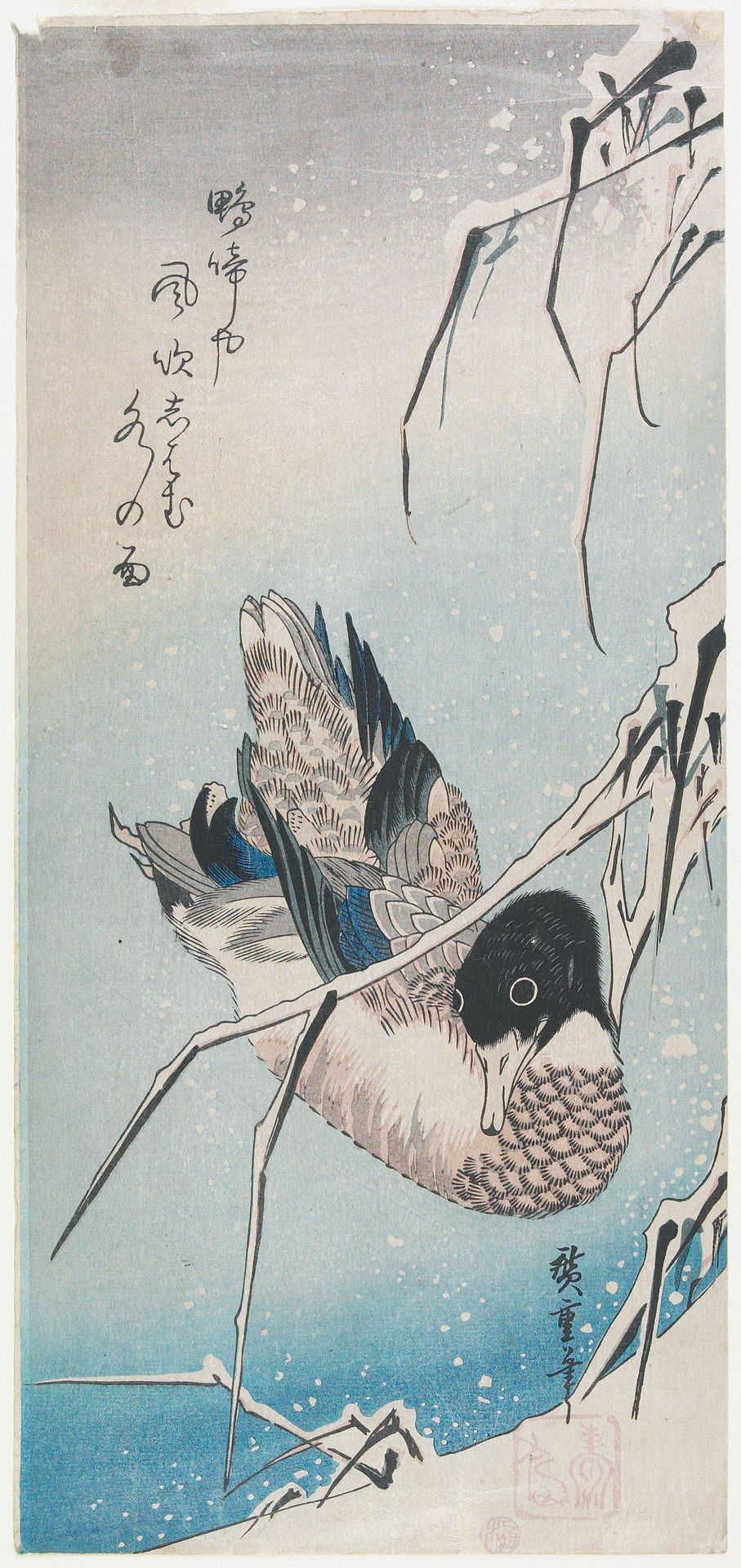 Mallard Duck and Snow-covered Reeds by Utagawa Hiroshige