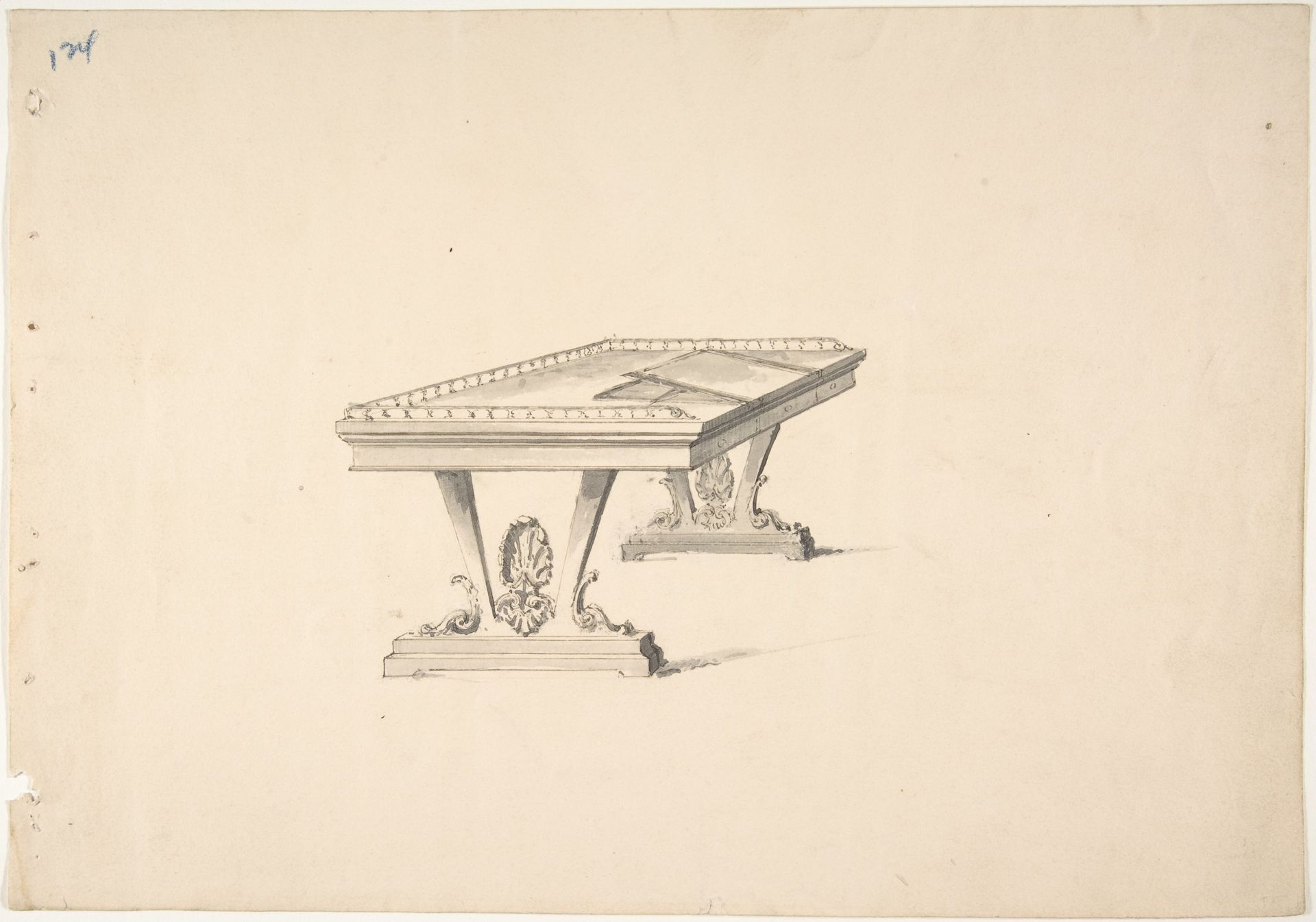 Design for a Work Table with a Railing by Anonymous