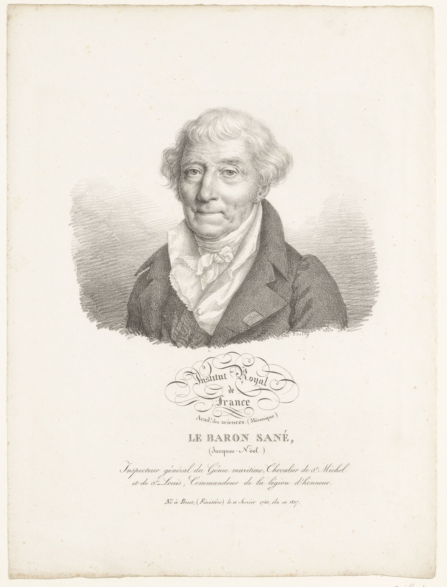 Portret van de scheepsbouwkundige Jacques-Noël Sané by Julien-Léopold Boilly