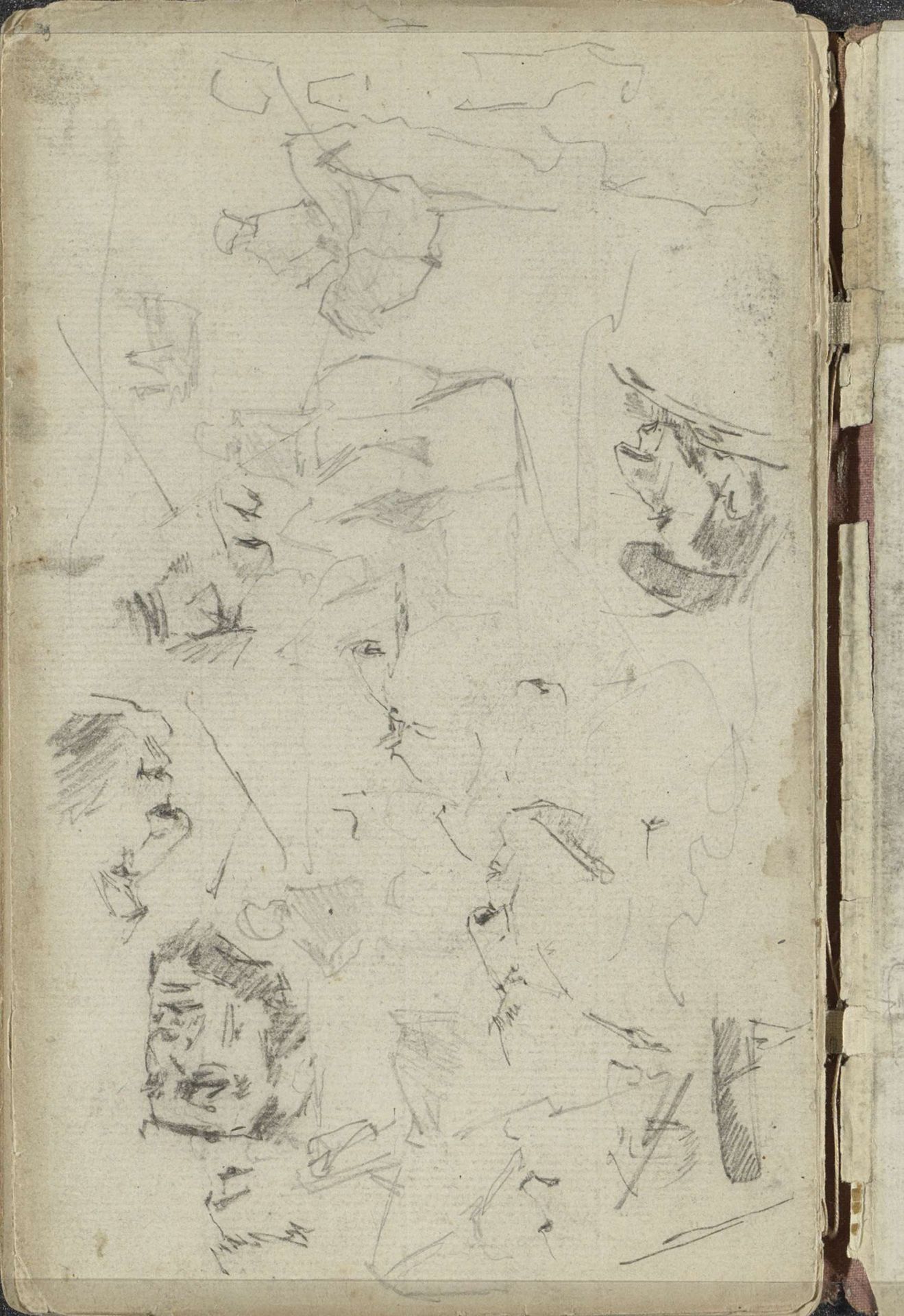 Studieblad met mannenhoofden en ruiters by George Hendrik Breitner