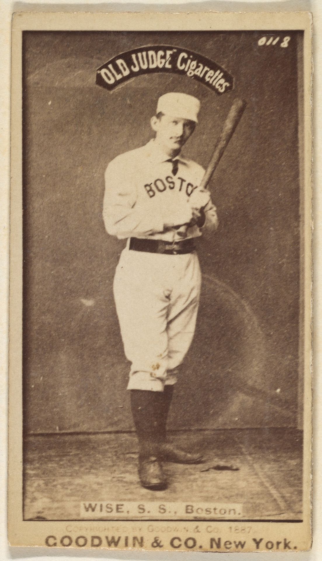 Wise, Shortstop, Boston, from the Old Judge series (N172) for Old Judge Cigarettes by Goodwin & Company