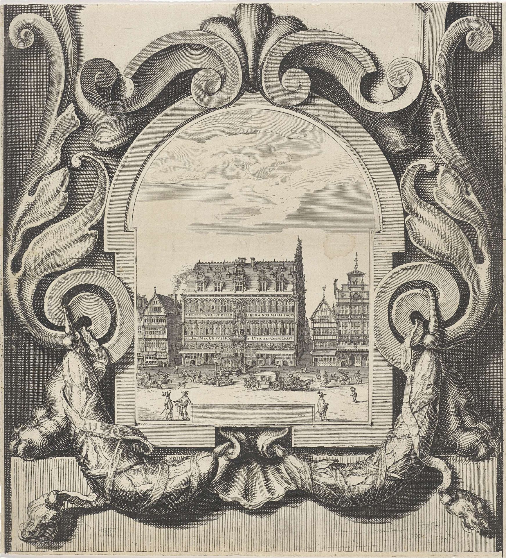 Gezicht op het Broodhuis te Brussel by Abraham Dircksz. Santvoort