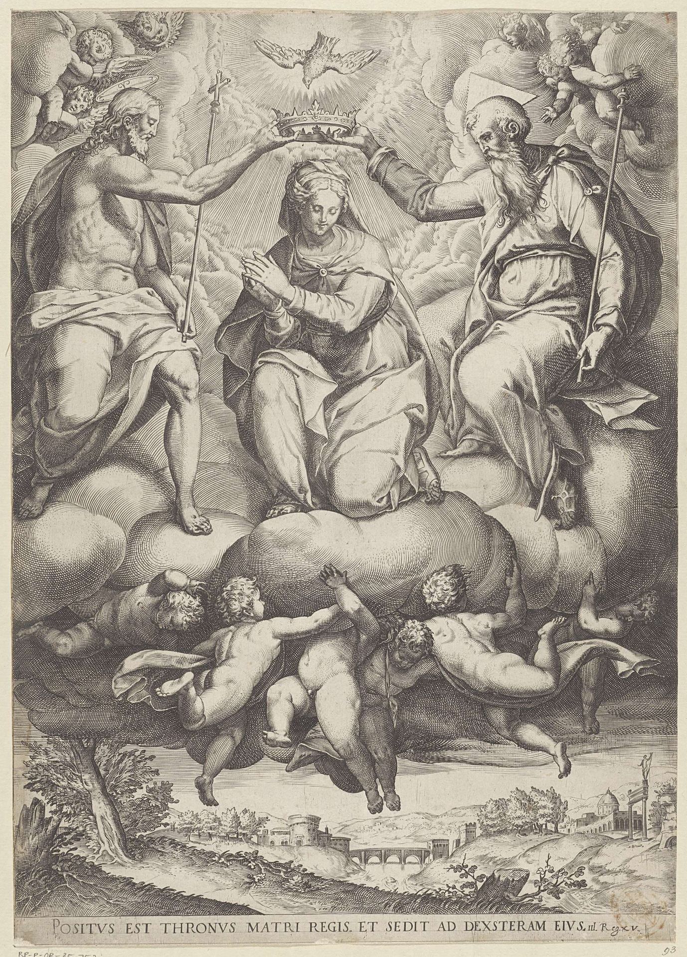 Kroning van Maria by Agostino Carracci