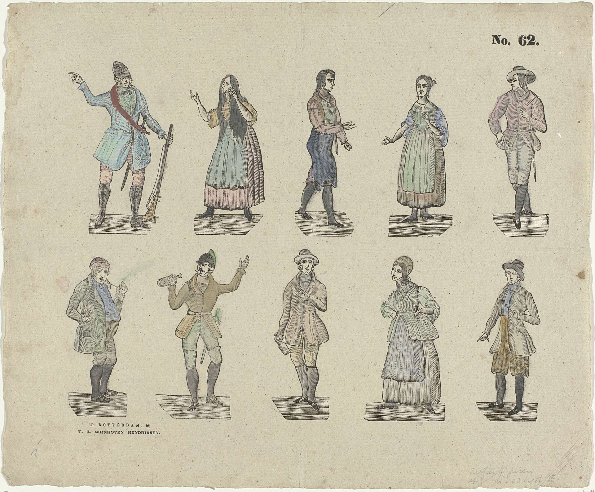 Tien figuren in historische kledij by Theodorus Johannes Wijnhoven-Hendriksen