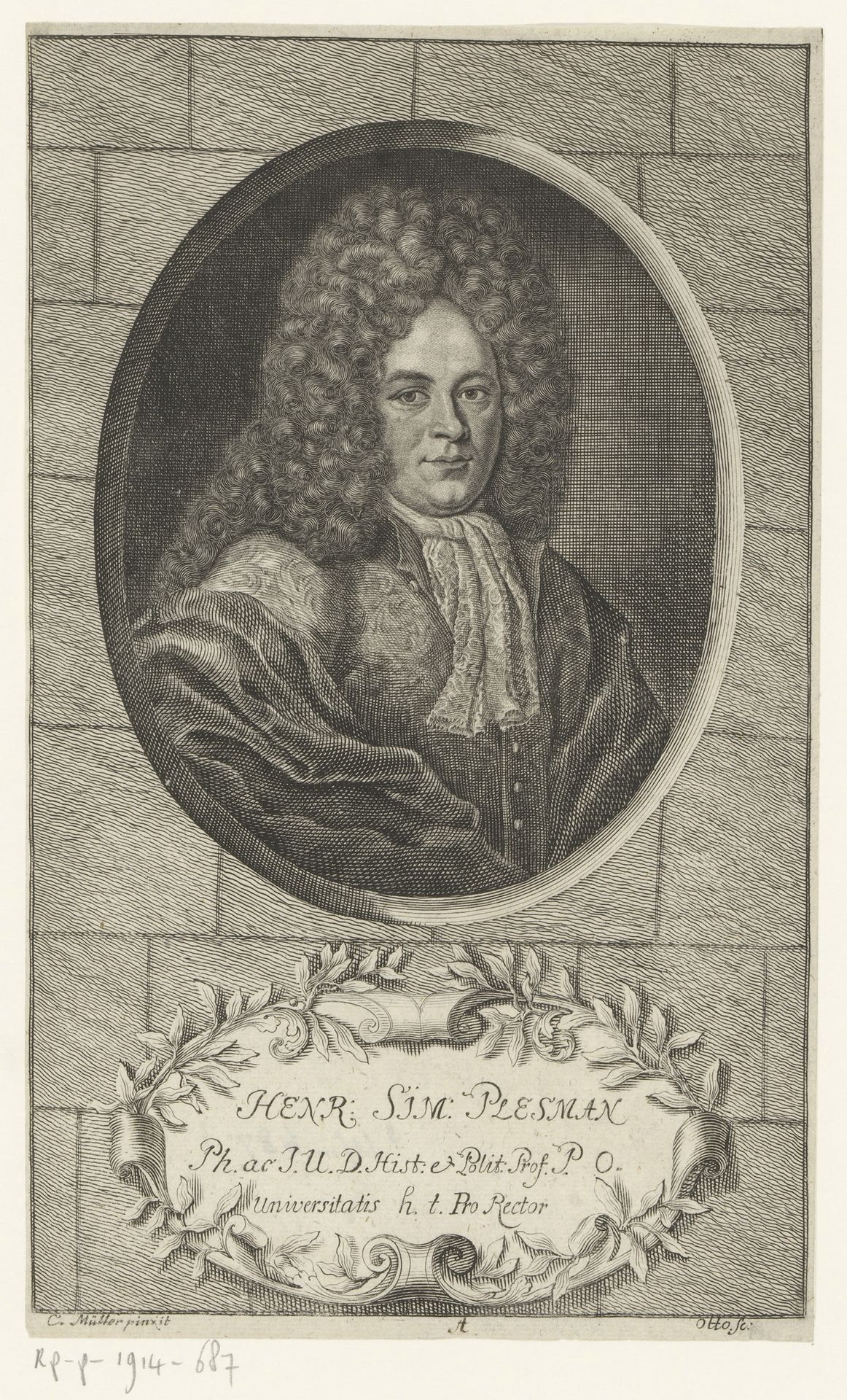 Portret van Heinrich Simon Plesmann by Heinrich Jakob Otto