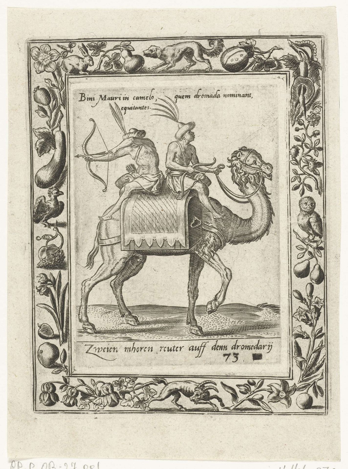 Twee Moren op een dromedaris by Abraham de Bruyn