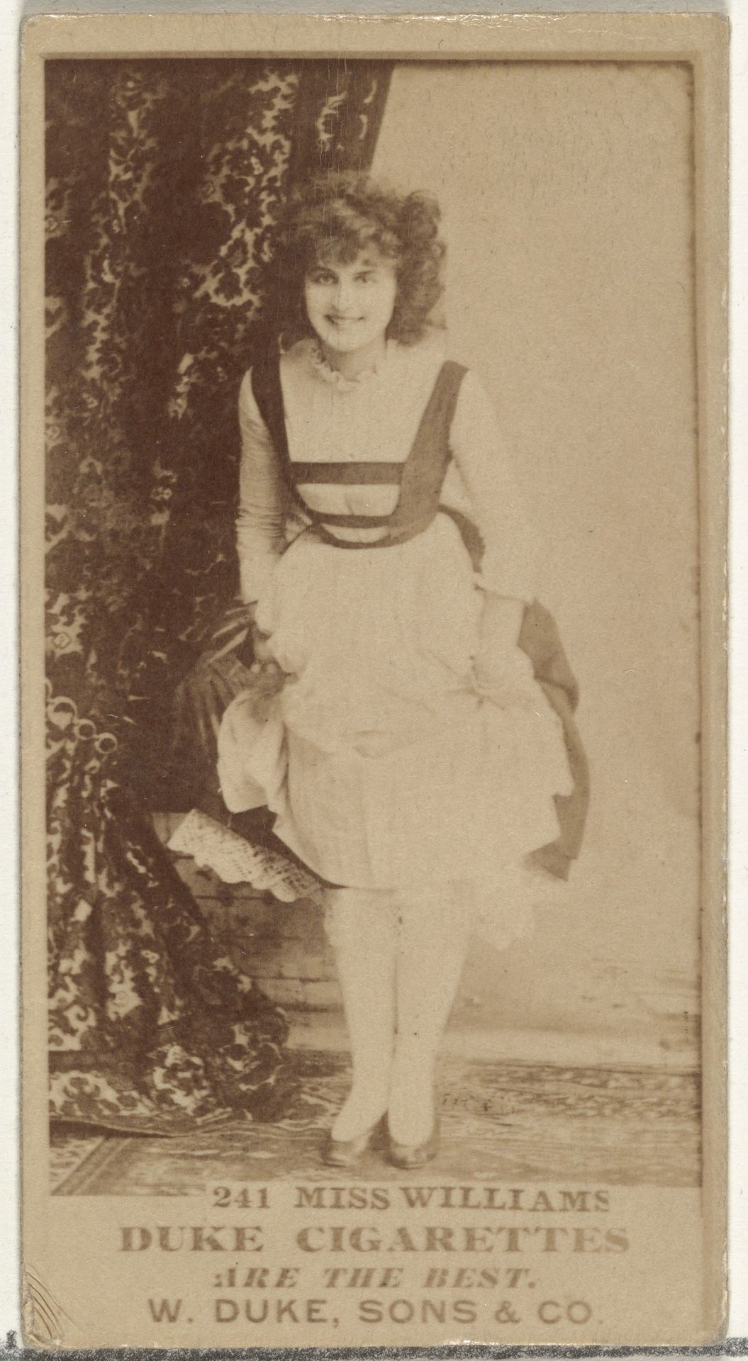 Card Number 241, Miss Williams, from the Actors and Actresses series (N145-7) issued by Duke Sons & Co. to promote Duke Cigarettes by W. Duke, Sons & Co.