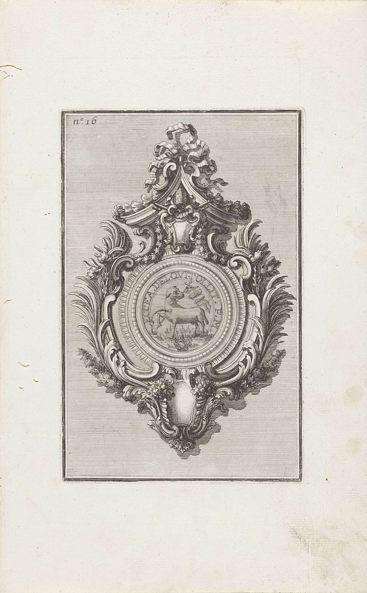 Ornament met Agnus Dei en pauselijk wapenschild by Maximilian Joseph Limpach
