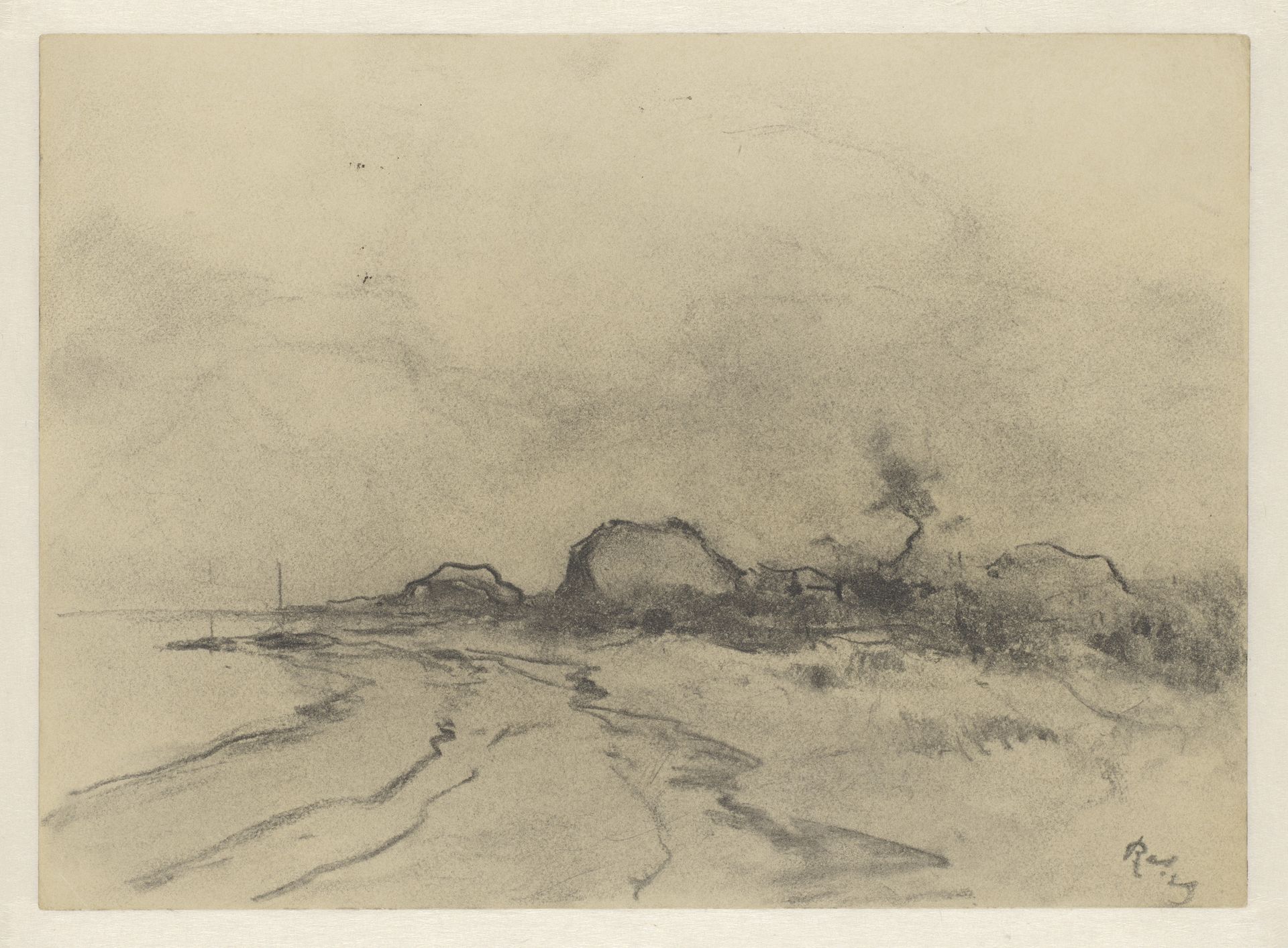 Woningen bij een rivier by Pieter H.J.J. Ras