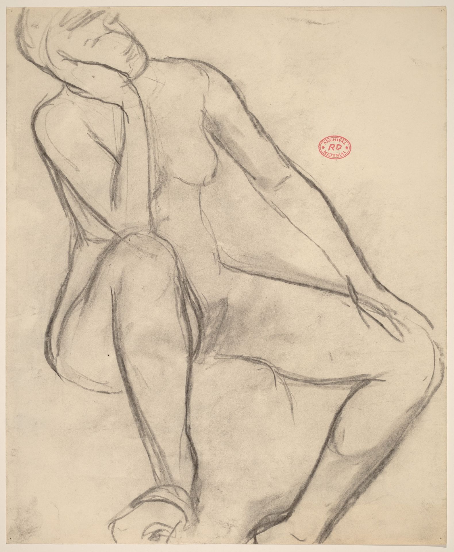 Untitled [seated female nude leaning her head on her right hand] by Richard Diebenkorn