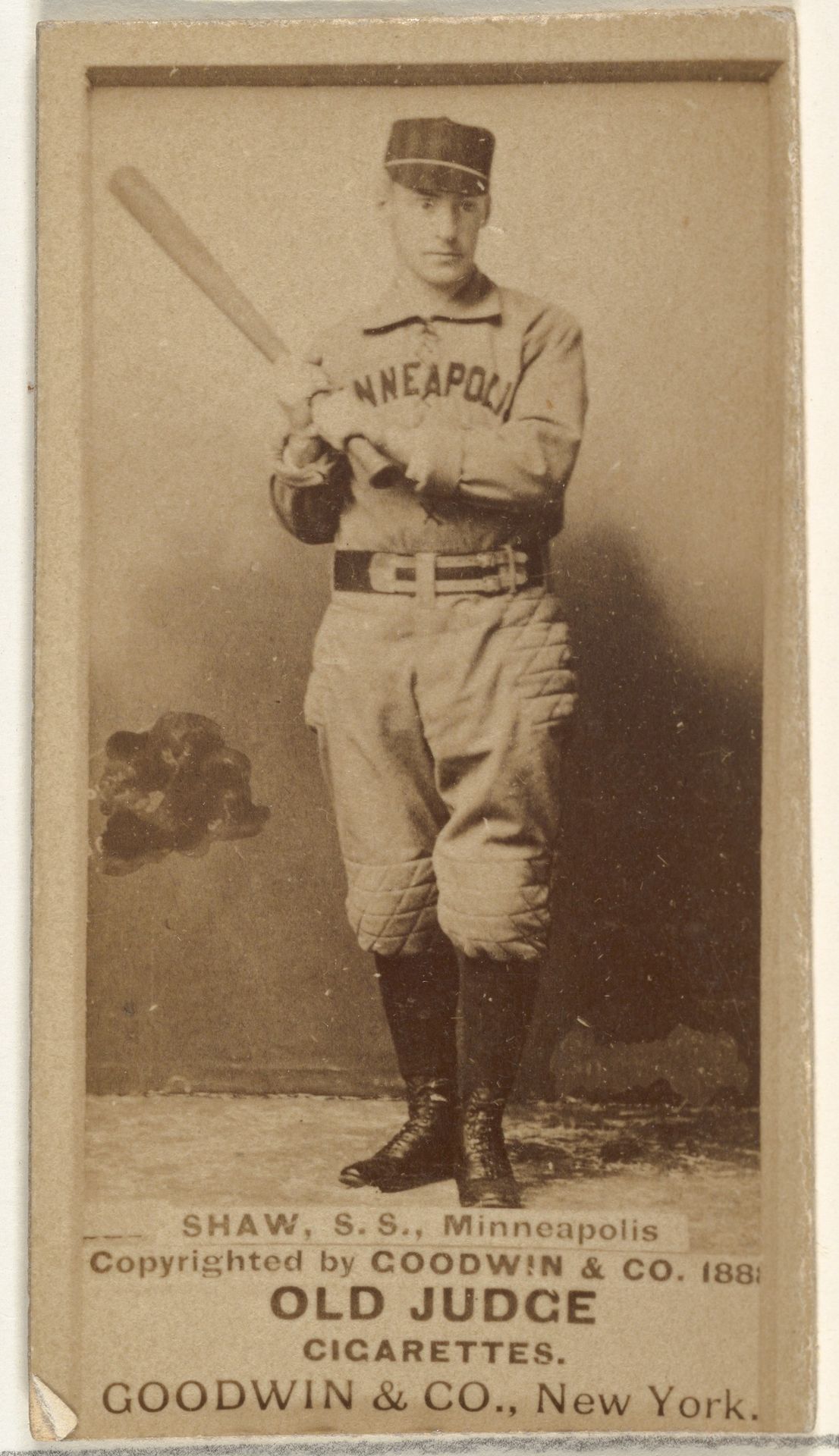 John W. Shaw, Shortstop, Minneapolis, from the Old Judge series (N172) for Old Judge Cigarettes by Goodwin & Company