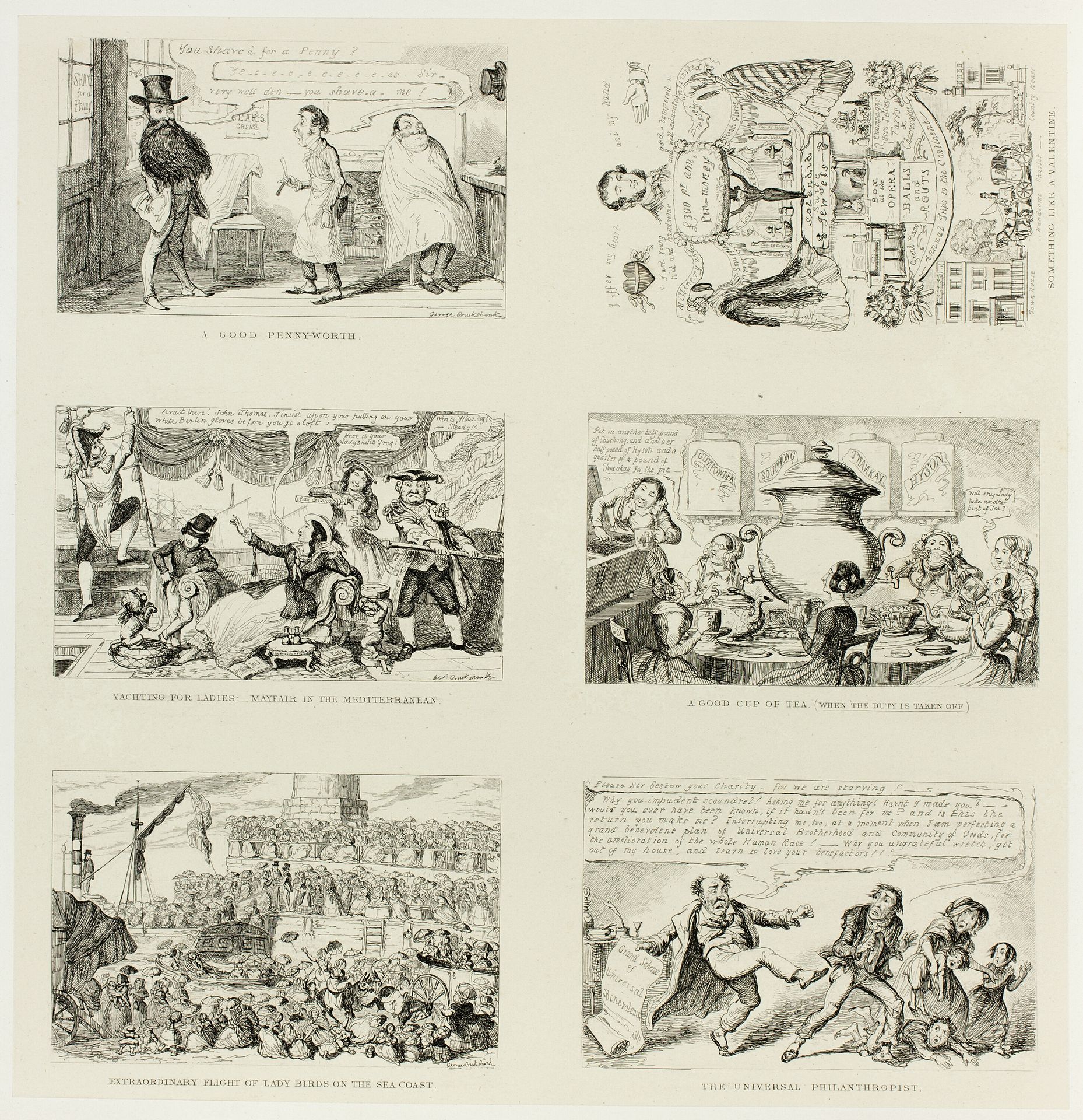 A Good Pennyworth from George Cruikshank's Steel Etchings to The Comic Almanacks: 1835-1853 (top left) by George Cruikshank