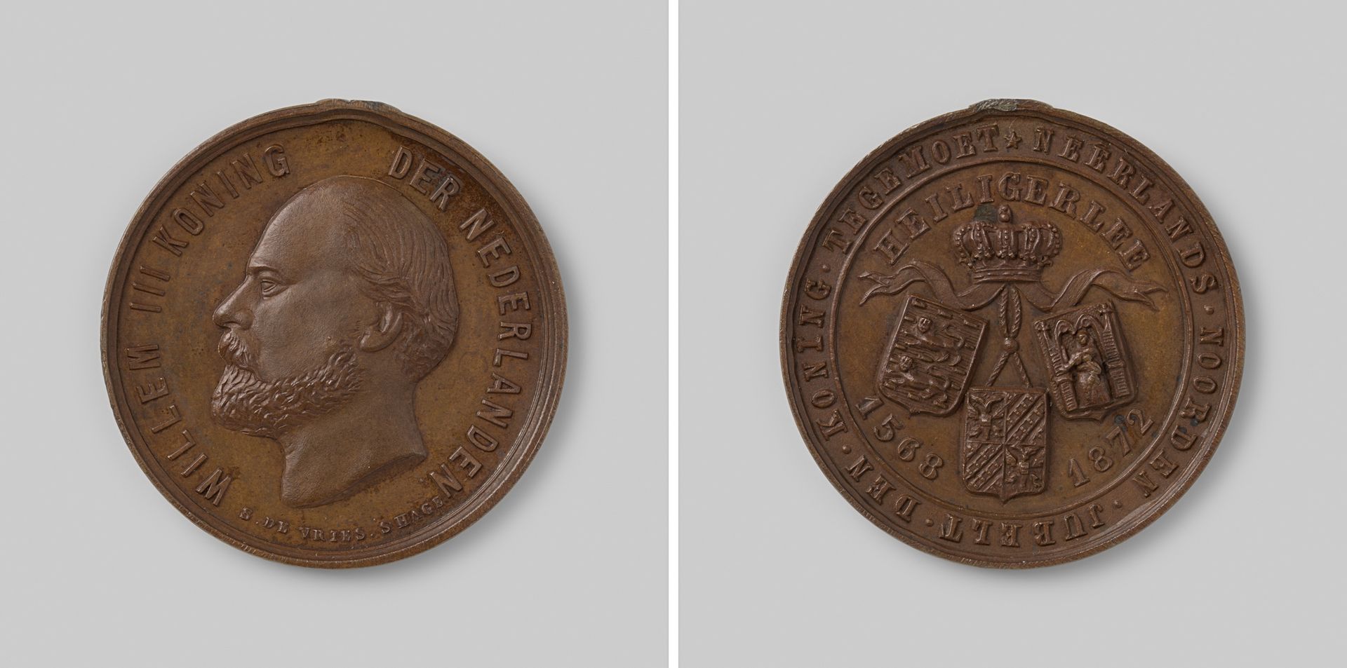 Voorgenomen onthulling van het monument ter nagedachtenis aan Adolf, graaf van Nassau en de slag bij Heiligerlee, penning ter ere van Willem III, koning der Nederlanden by Salomon de Vries