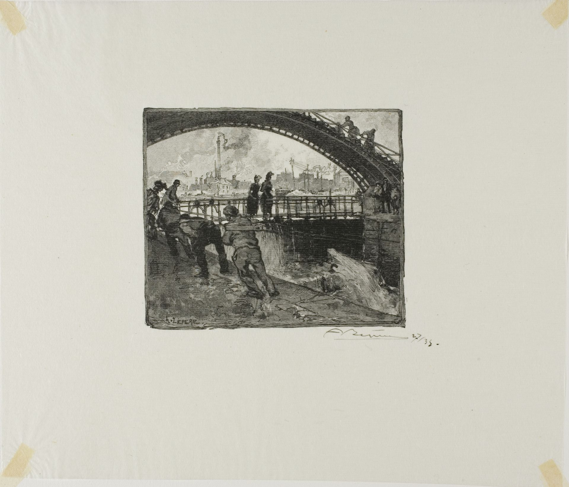 Lock of the Canal Saint-Martin by Auguste-Louis Lepère
