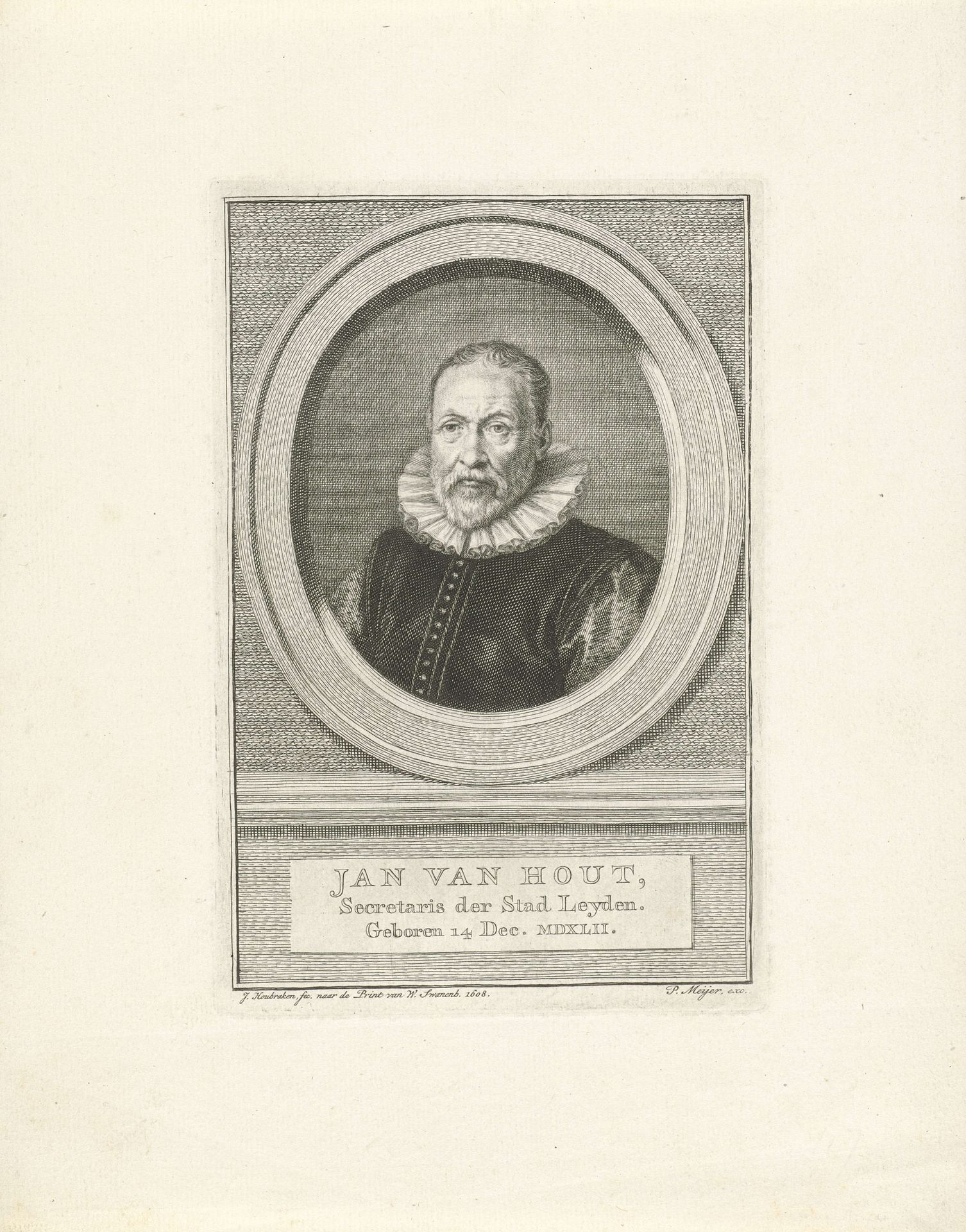 Portret van Jan van Hout by Jacob Houbraken
