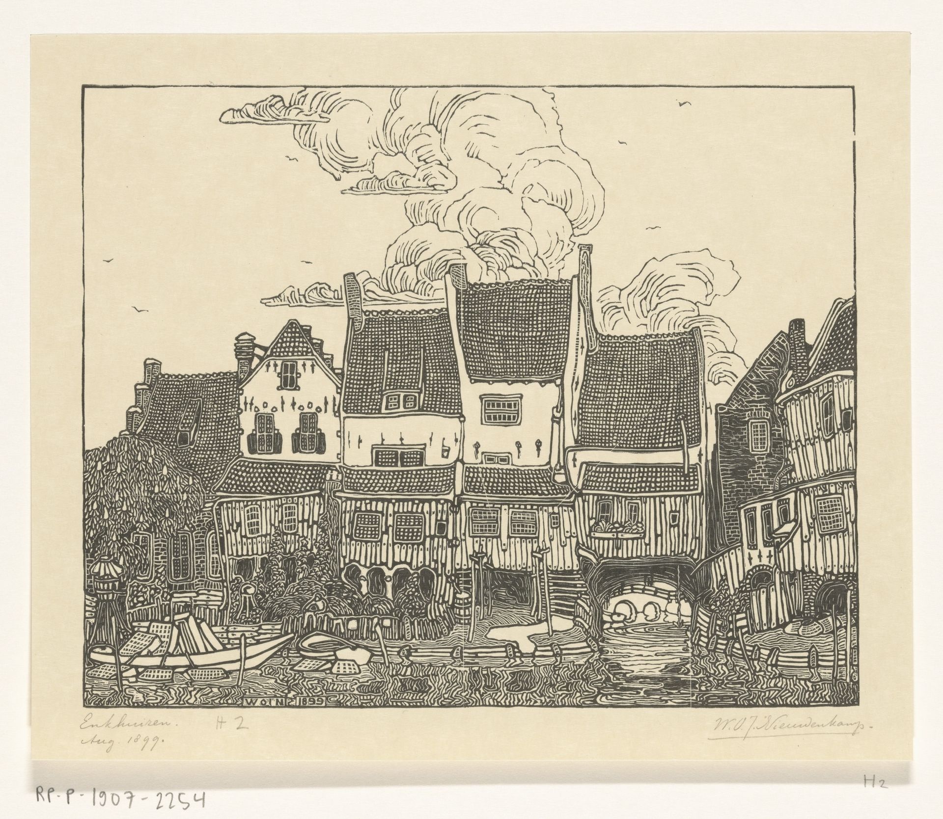 Huizen aan de haven van Enkhuizen by Wijnand Otto Jan Nieuwenkamp