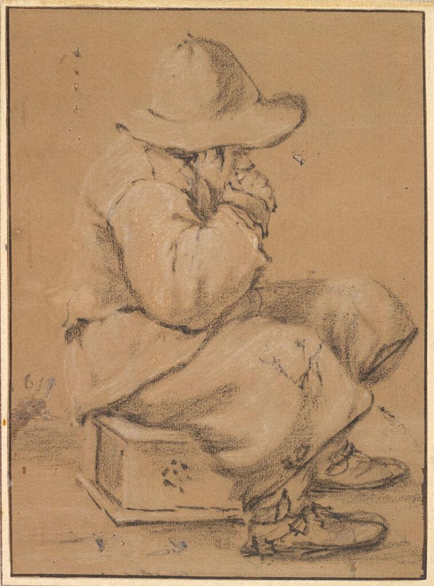 Boy Sitting on Footwarmer by Cornelis Saftleven