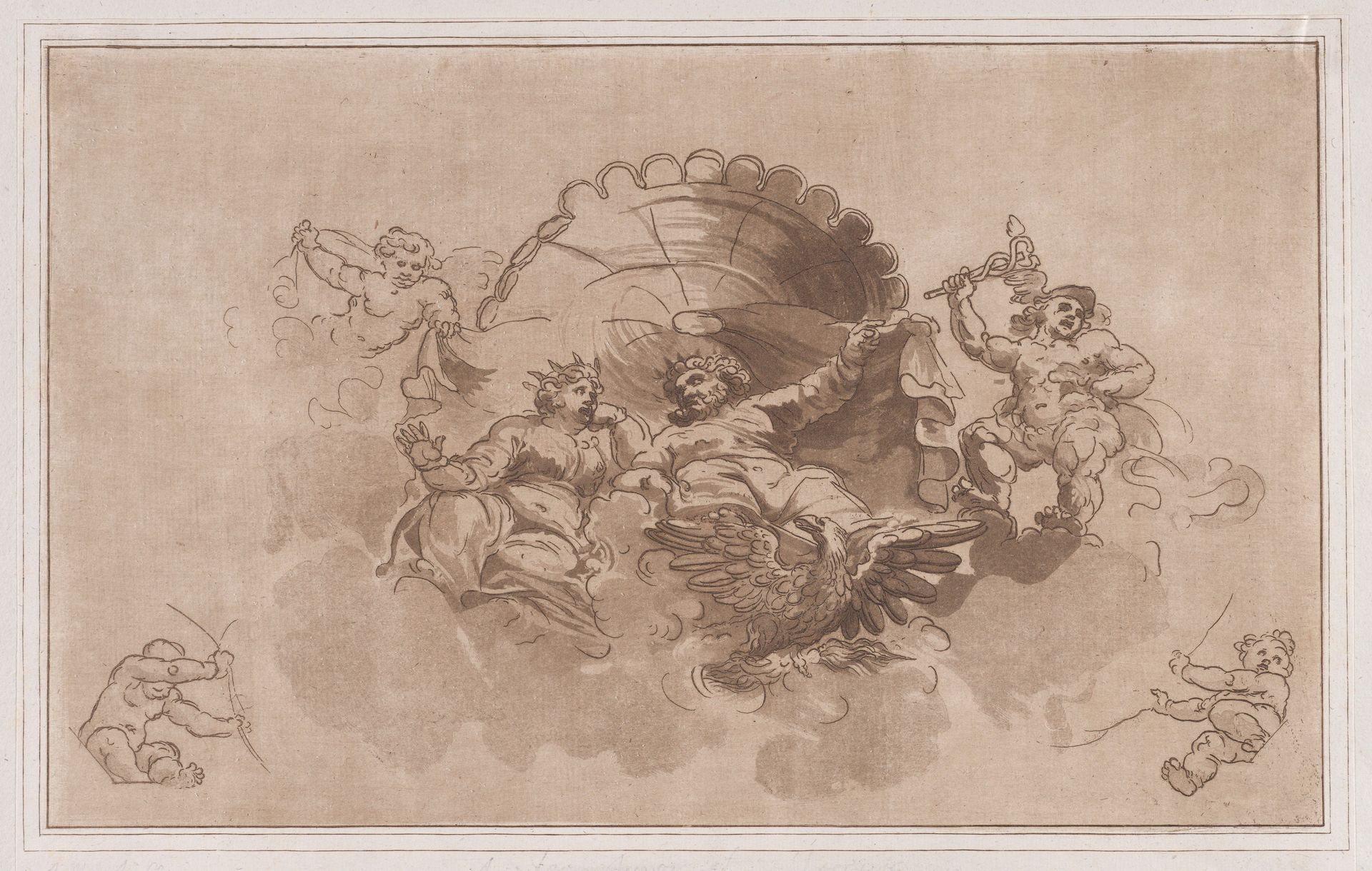Jupiter and Juno in the clouds by Johann Gottlieb Prestel