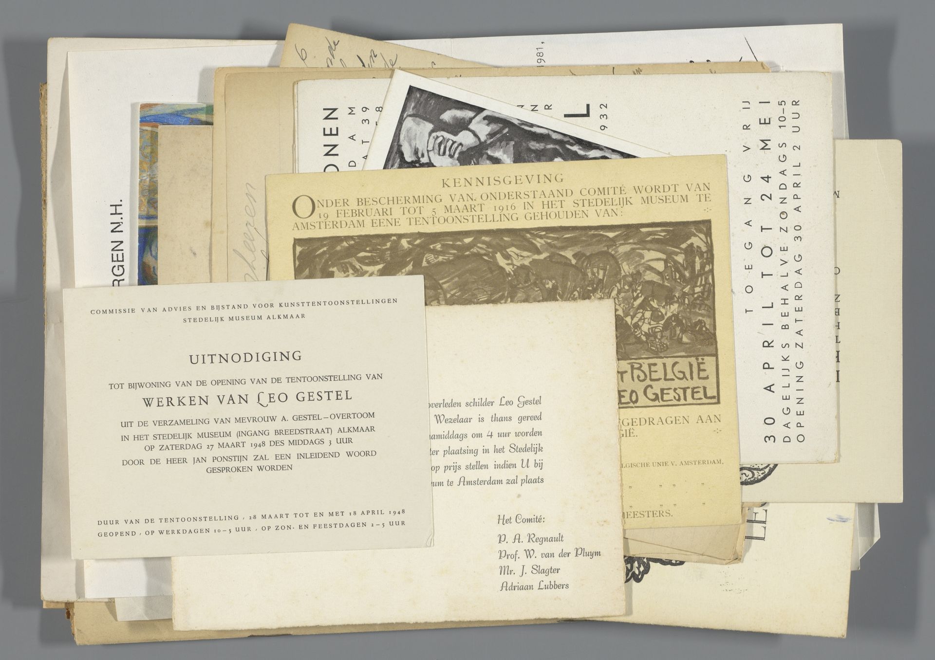 Tentoonstellingsdocumentatie en artikelen met betrekking tot Leo Gestel by diverse vervaardigers