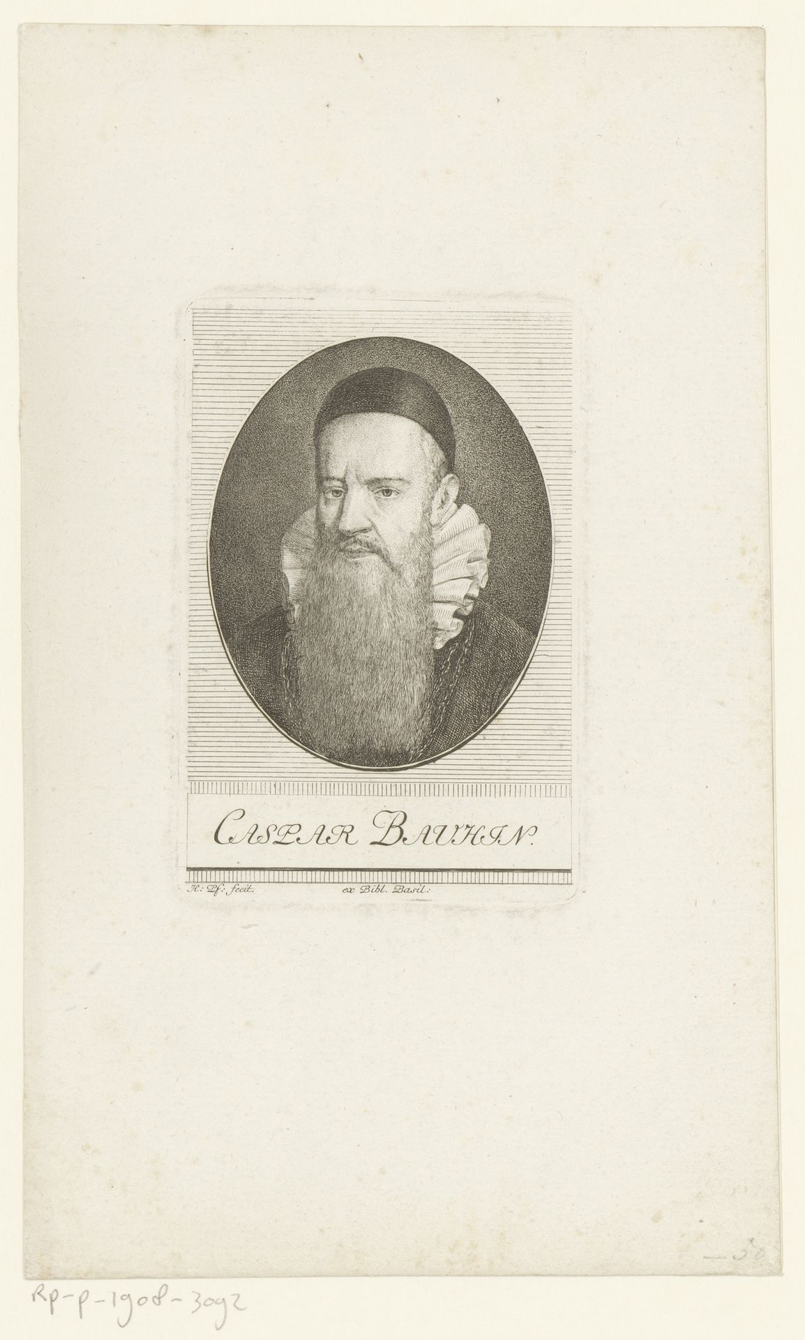 Portret van Caspar Bauhin by Heinrich Pfenninger