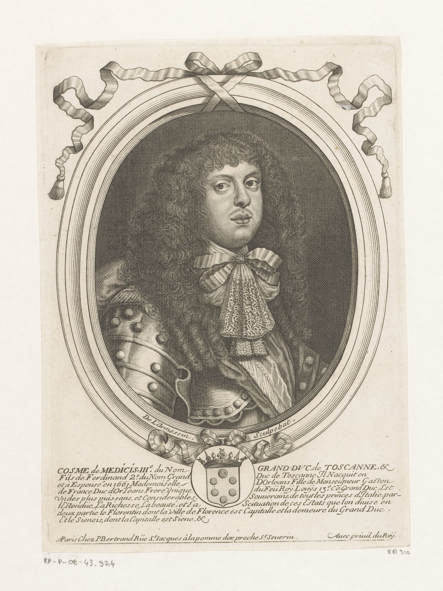Portret van Cosimo III de' Medici by Nicolas de (I) Larmessin