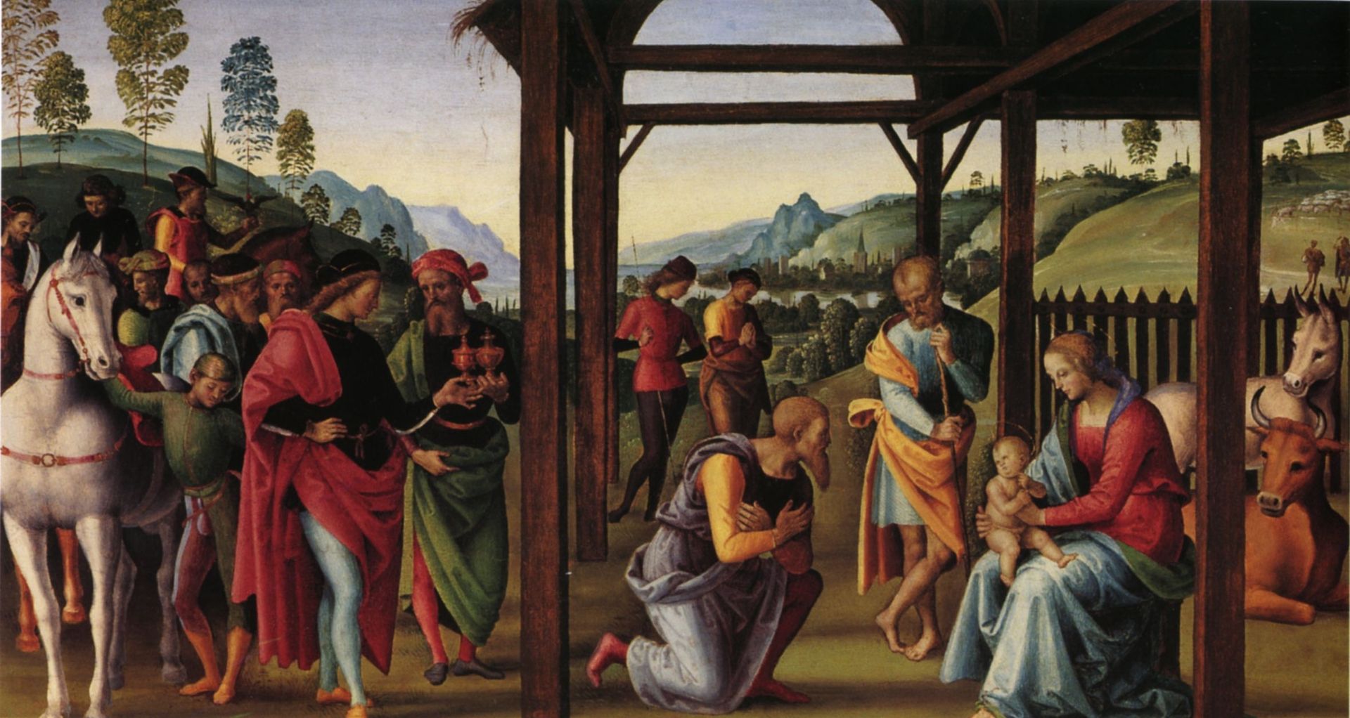 Altarpolyptychon, Predellatafel scene: Adoration of the Magi by Pietro Perugino