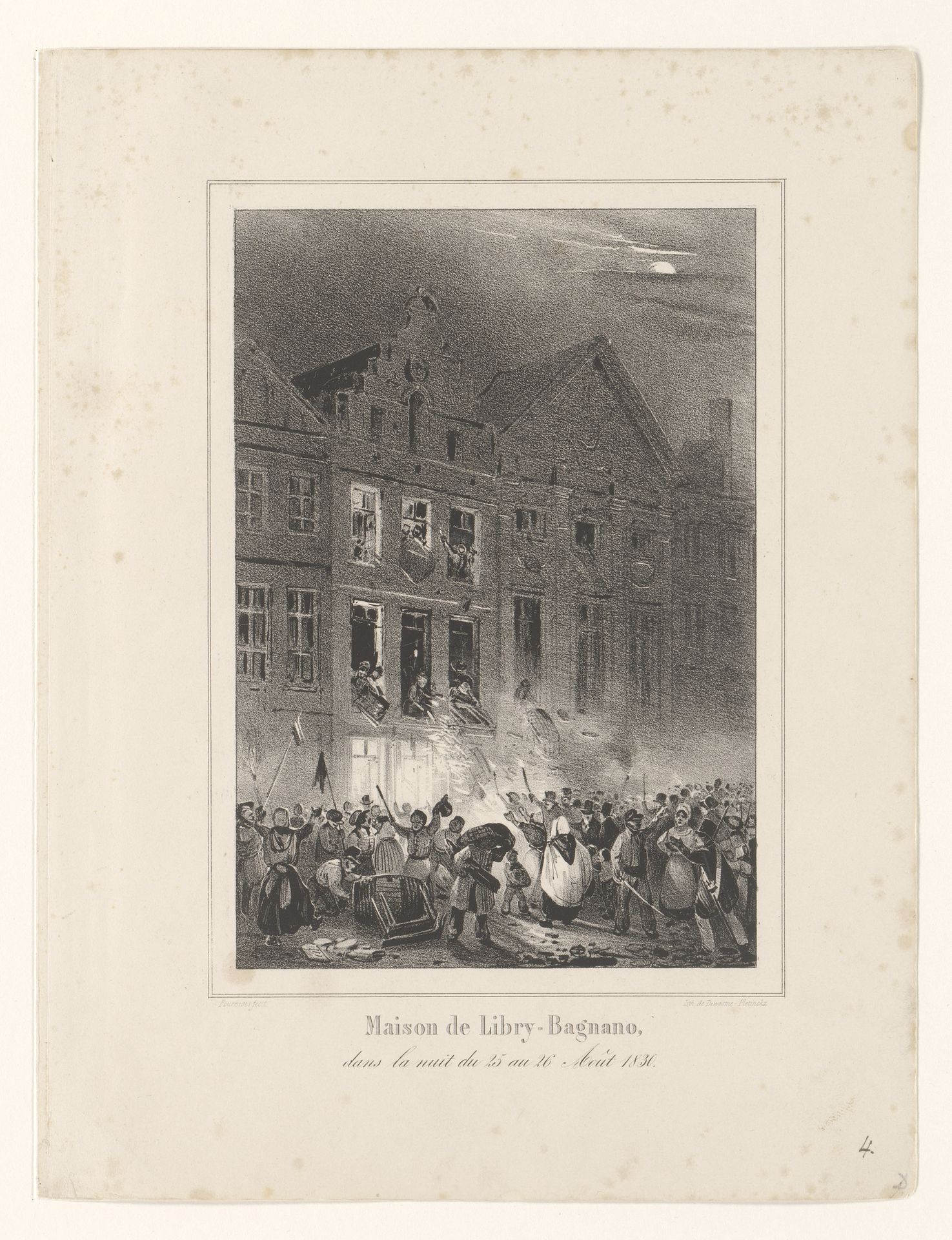 Plundering van het huis van Libry-Bagnano, 1830 by Théodore Fourmois