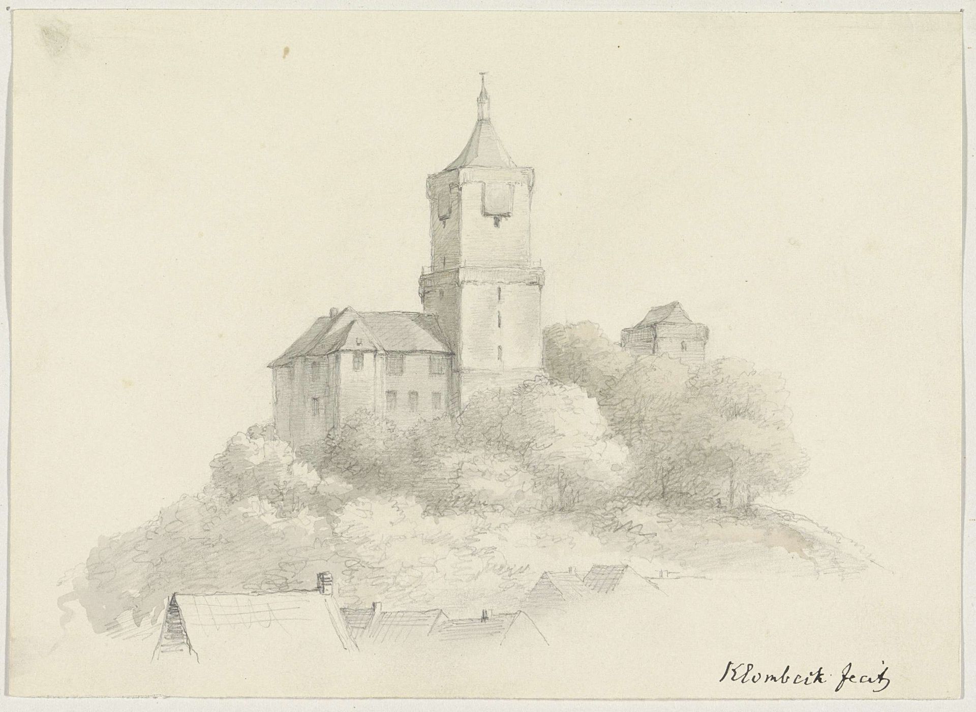 Gezicht op de Zwanenburcht te Kleef by Johann Bernard Klombeek
