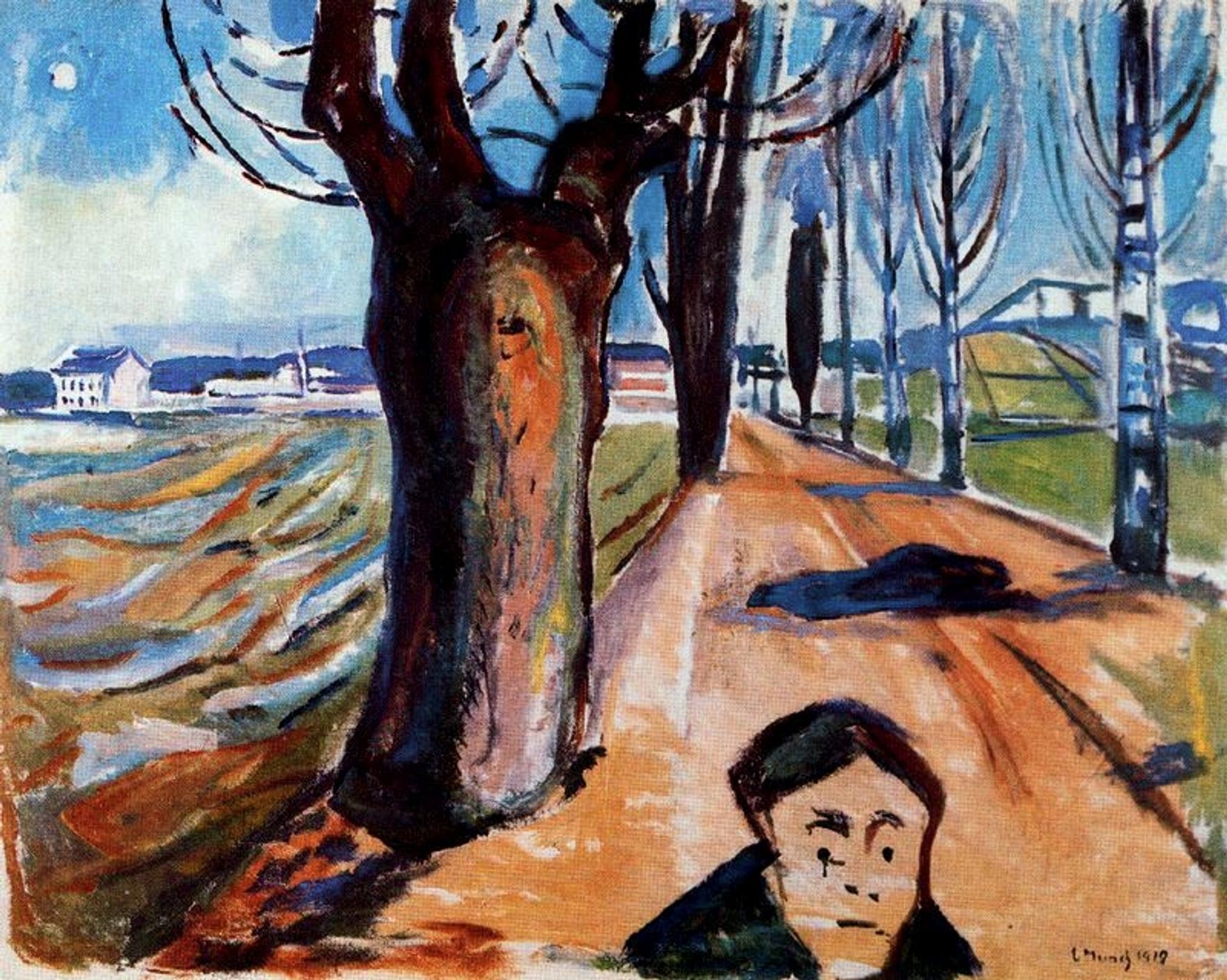 The Murderer in the Lane by Edvard Munch