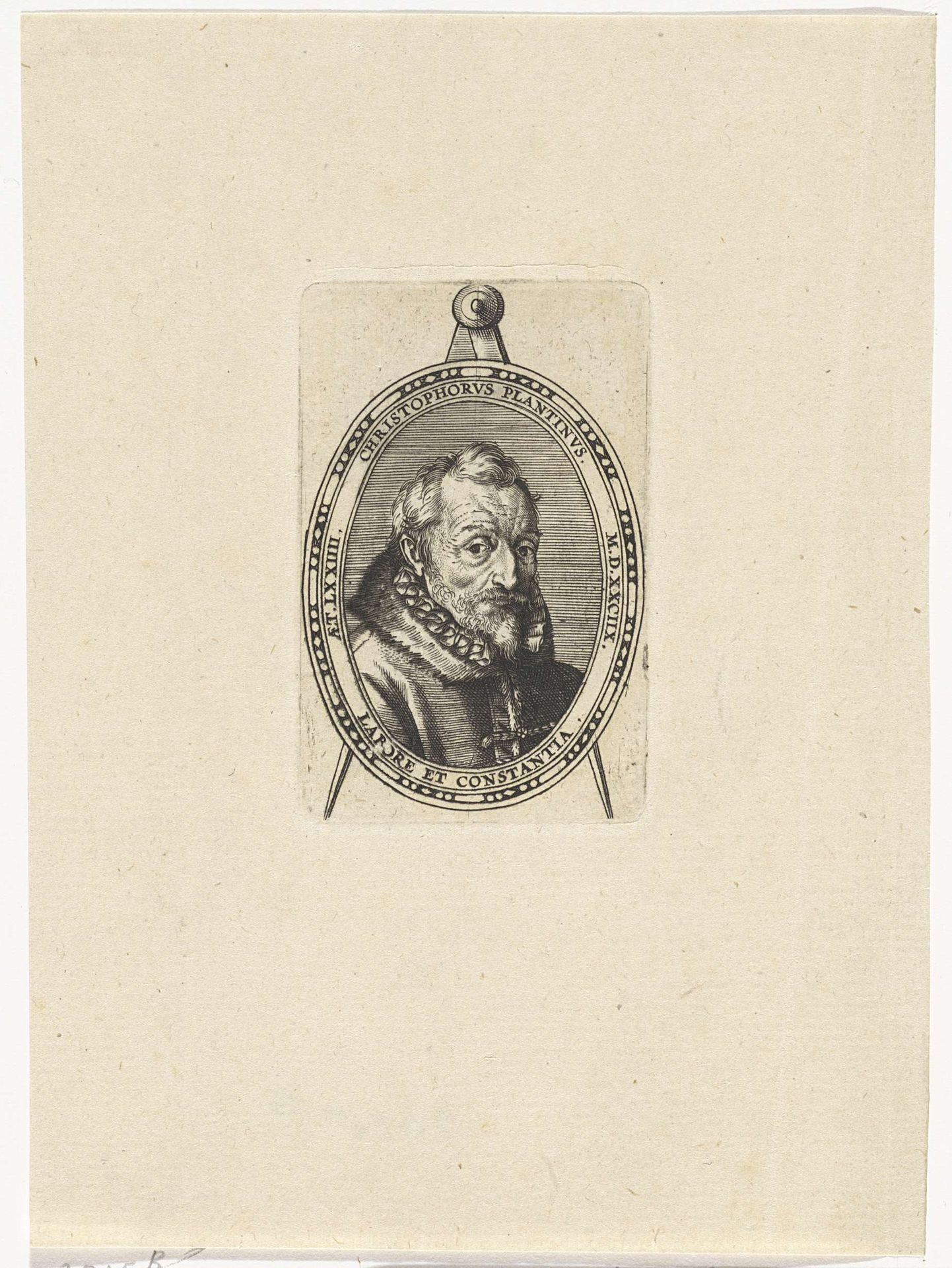 Portret van de uitgever Christoffel Plantijn, op 74-jarige leeftijd by Wierix