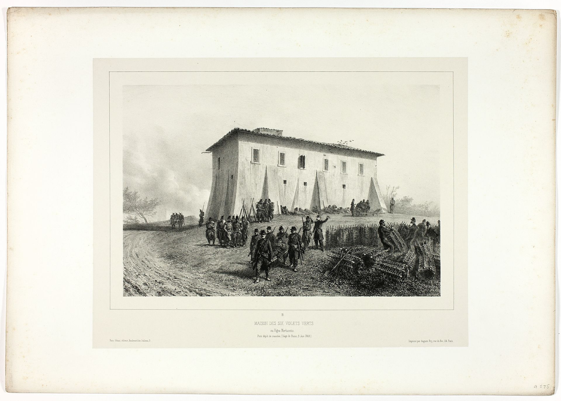 House of Six Green Shutters, from Souvenirs d’Italie: Expédition de Rome by Auguste Raffet