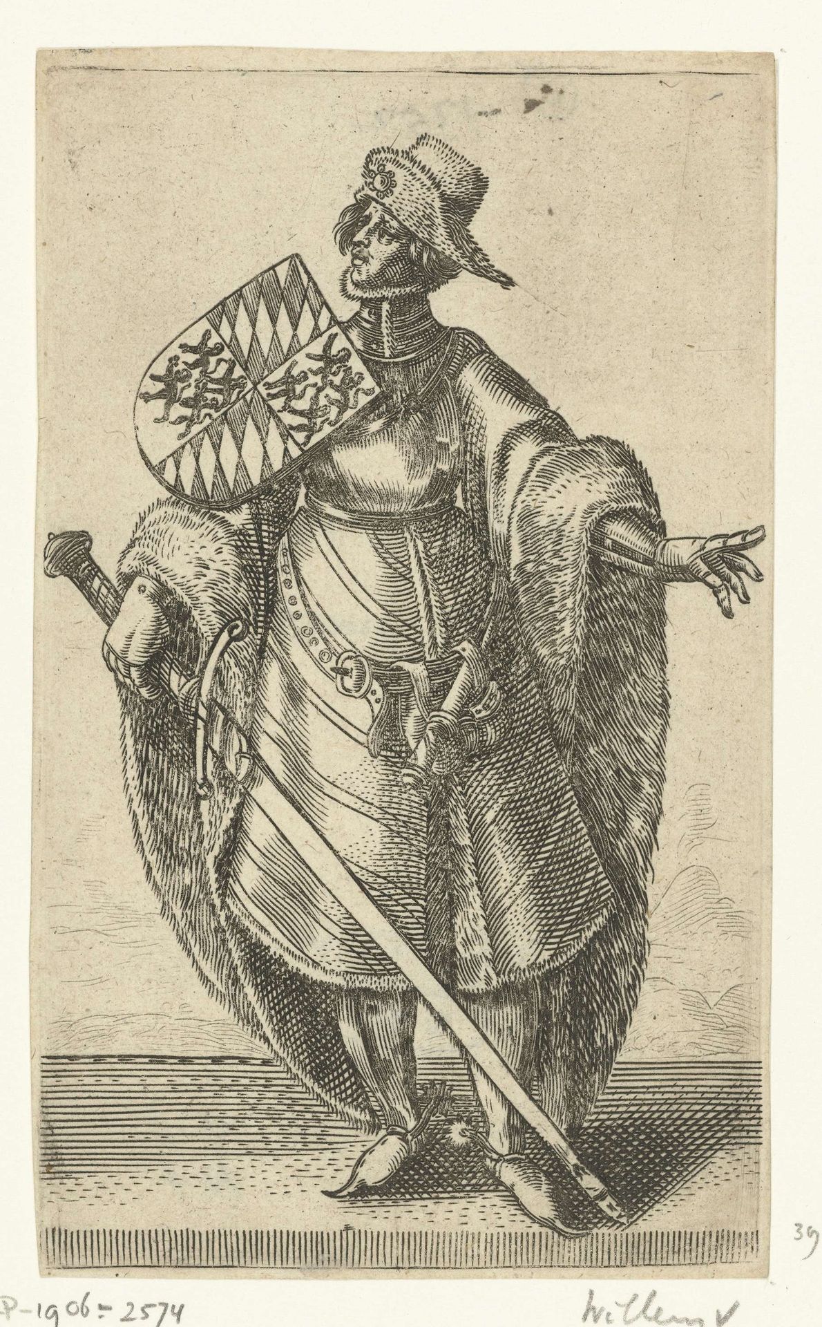 Portret van Willem V van Holland, graaf van Holland en Zeeland by Adriaen Matham