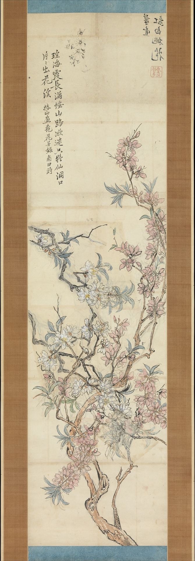 Red and White Peach Blossoms, Preparatory Sketch by Tsubaki Chinzan 椿椿山