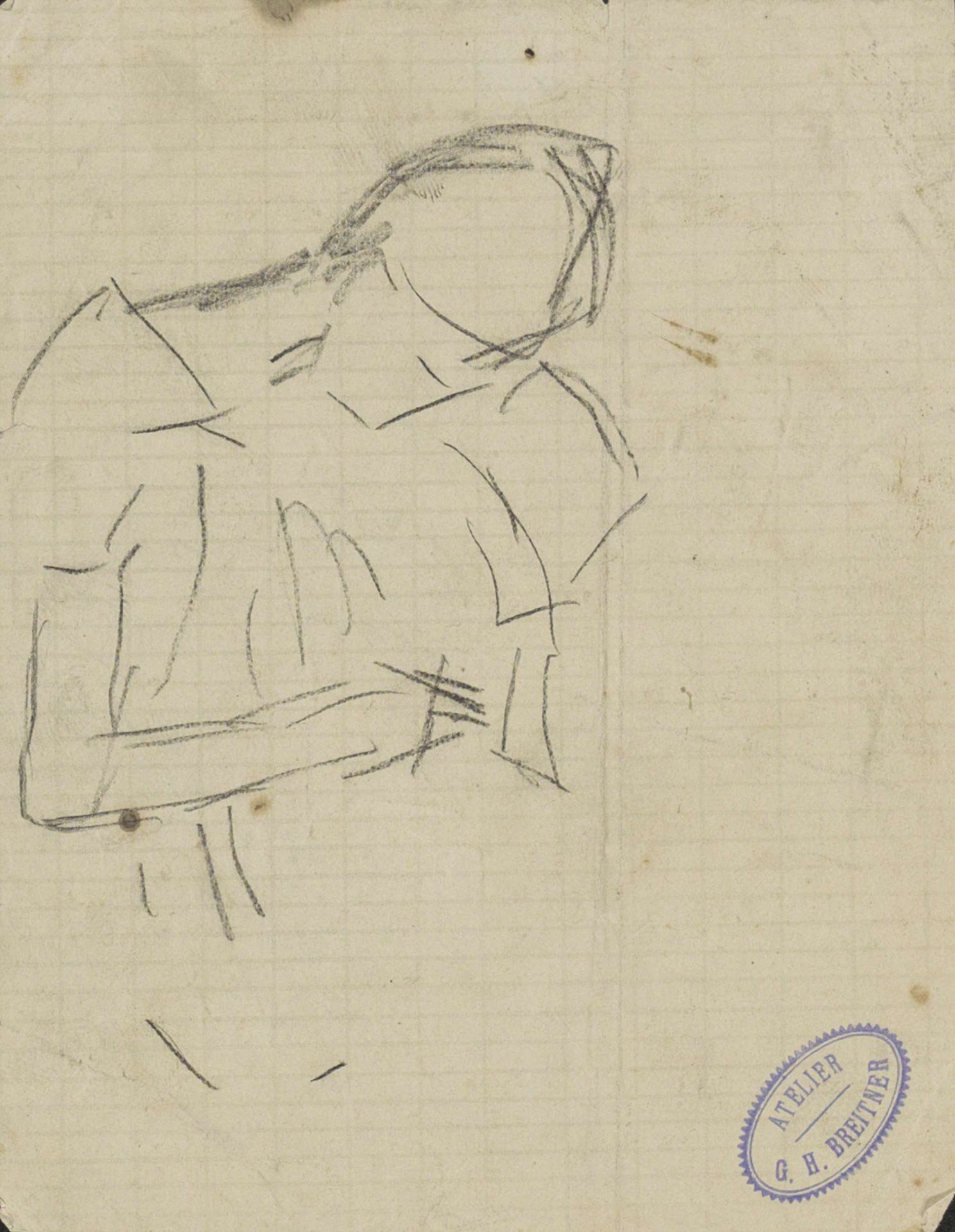Naar beneden kijkende figuur by George Hendrik Breitner