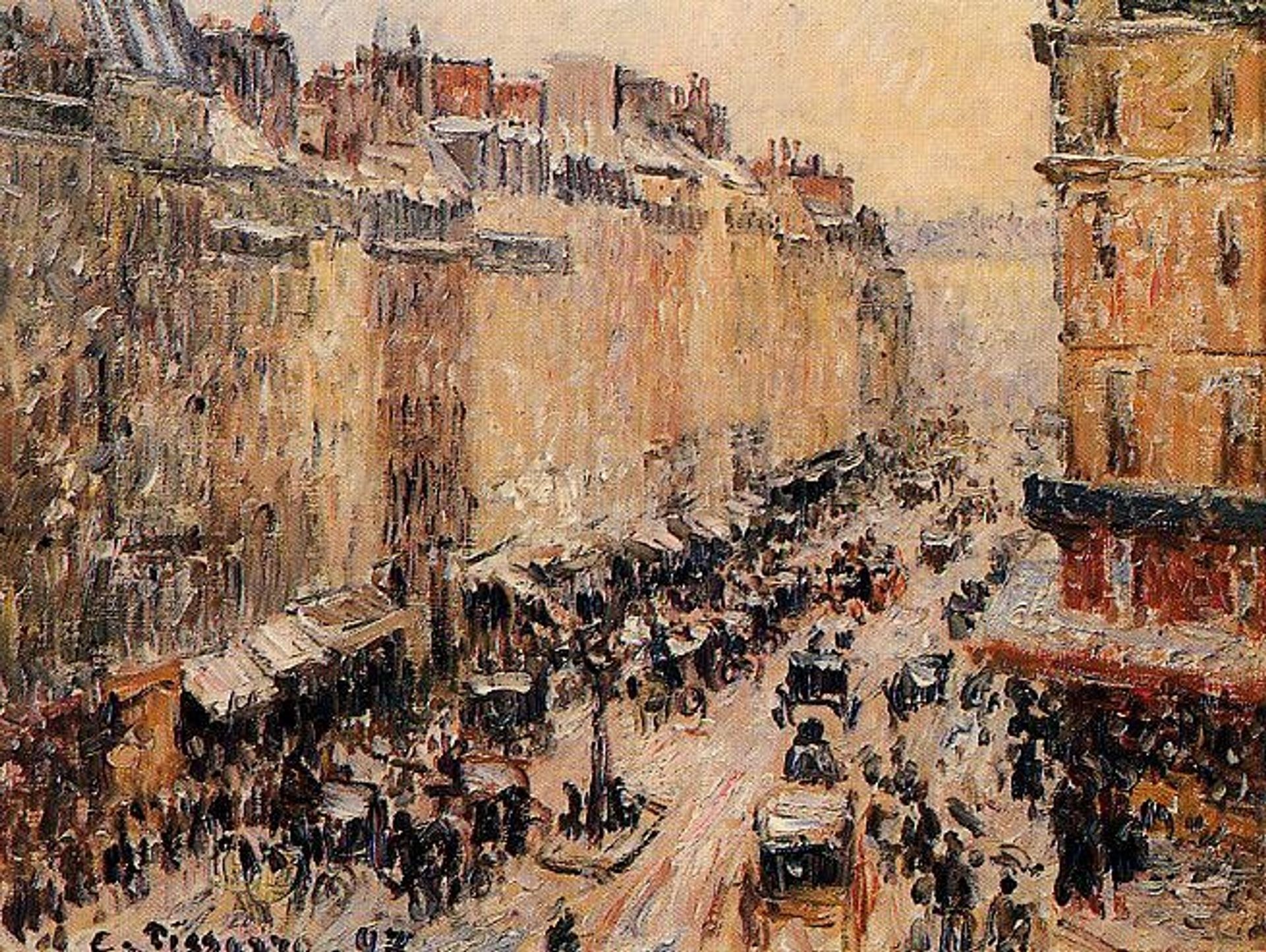 Rue Saint Lazare under Snow by Camille Pissarro