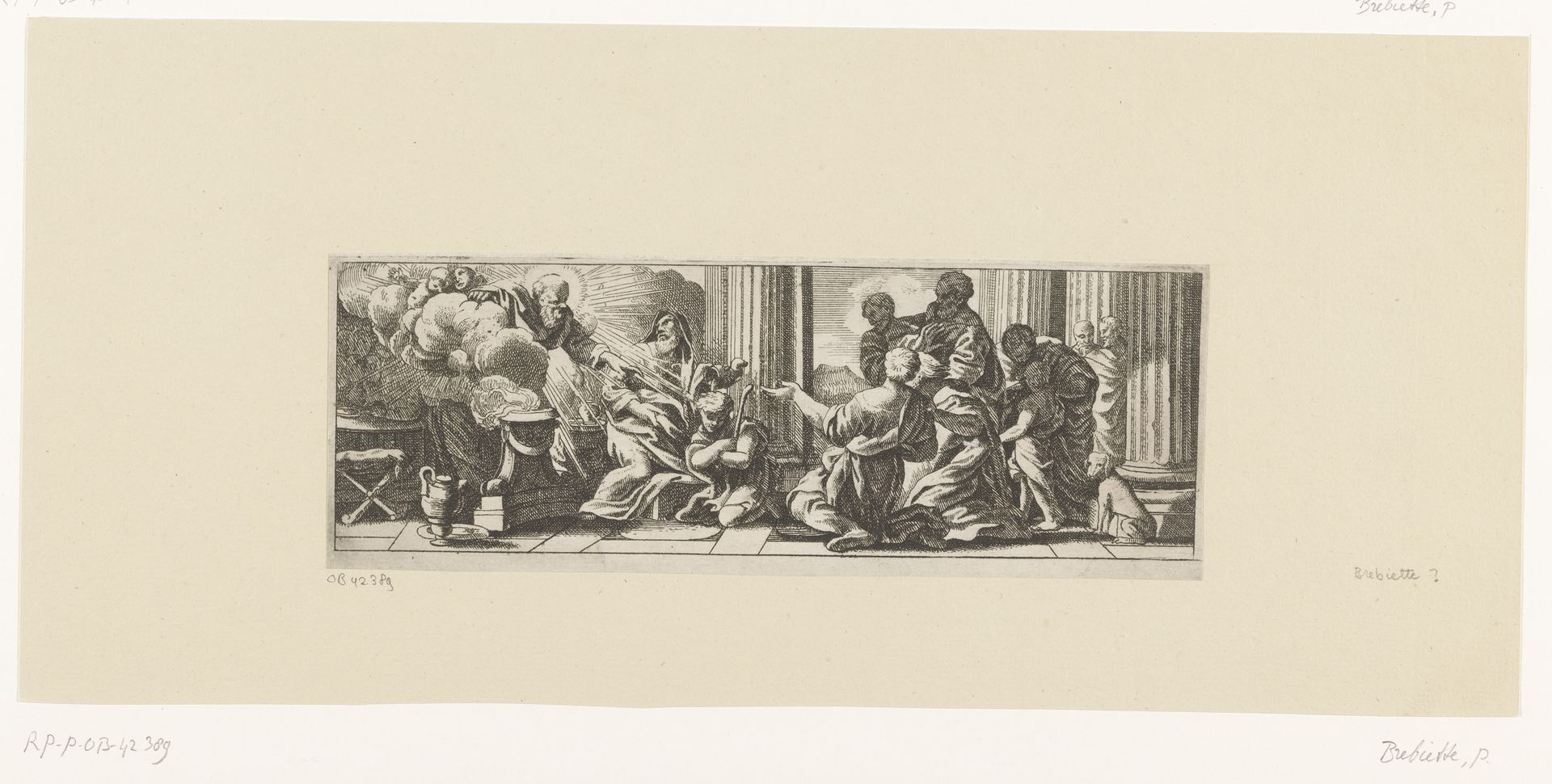 Gehurkte jongeman wordt in een tempel gedoopt en goddelijk bezield by Pierre Brebiette