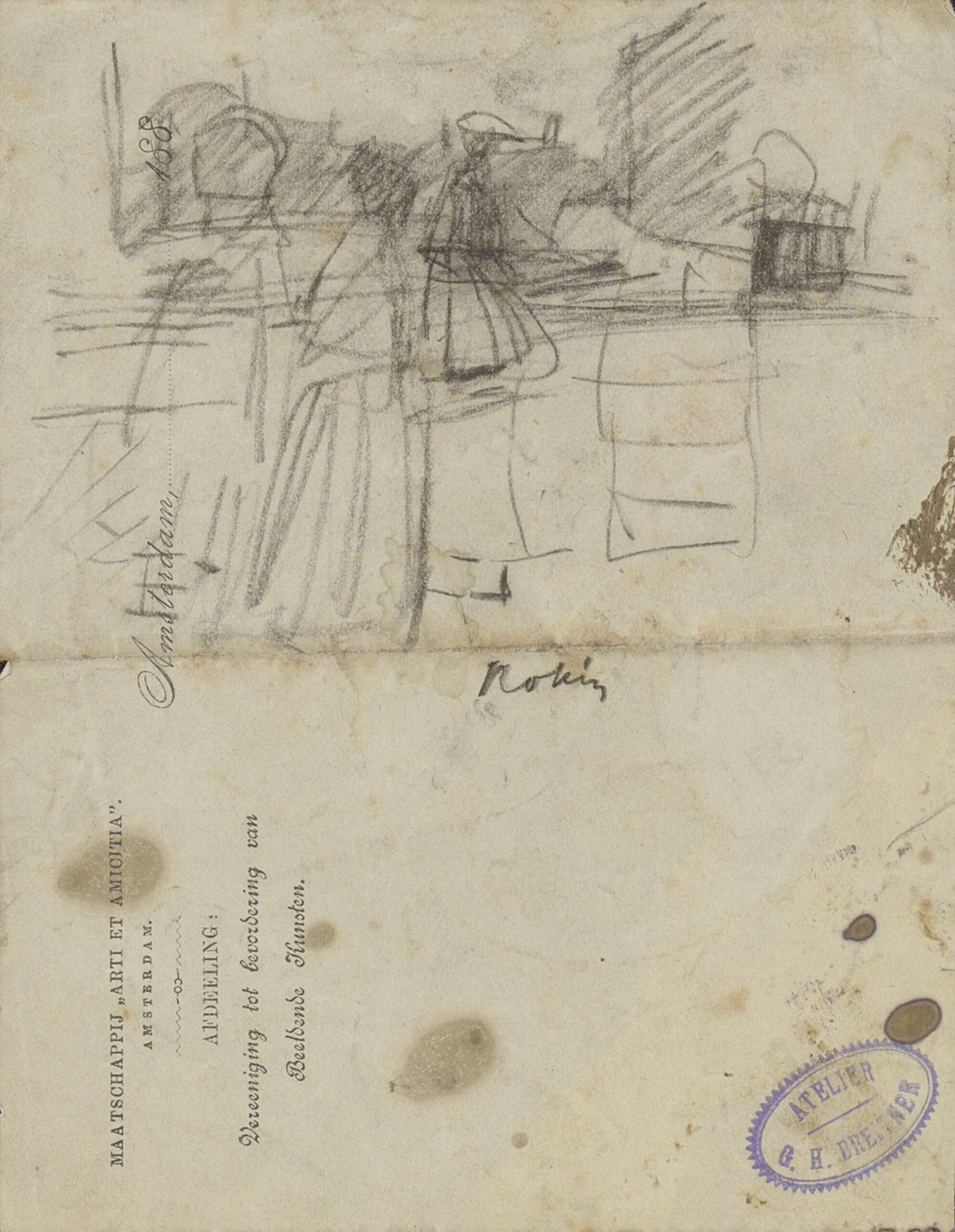 Figuren op het Rokin te Amsterdam by George Hendrik Breitner