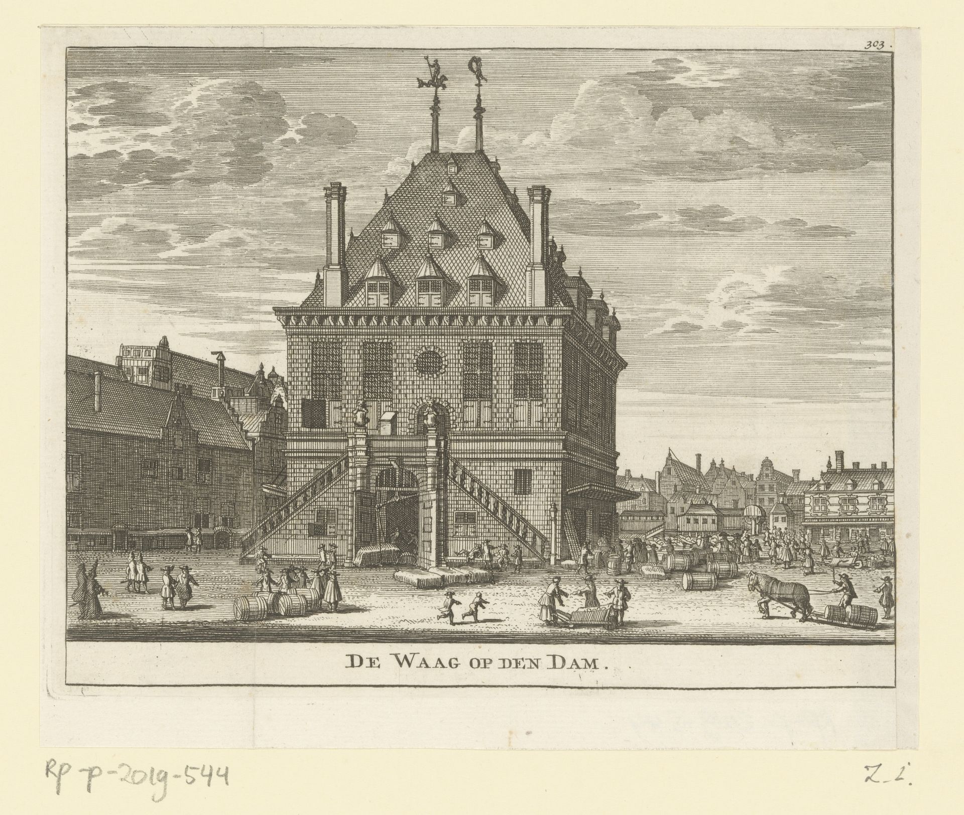 Gezicht op de Waag op de Dam by Anonymous