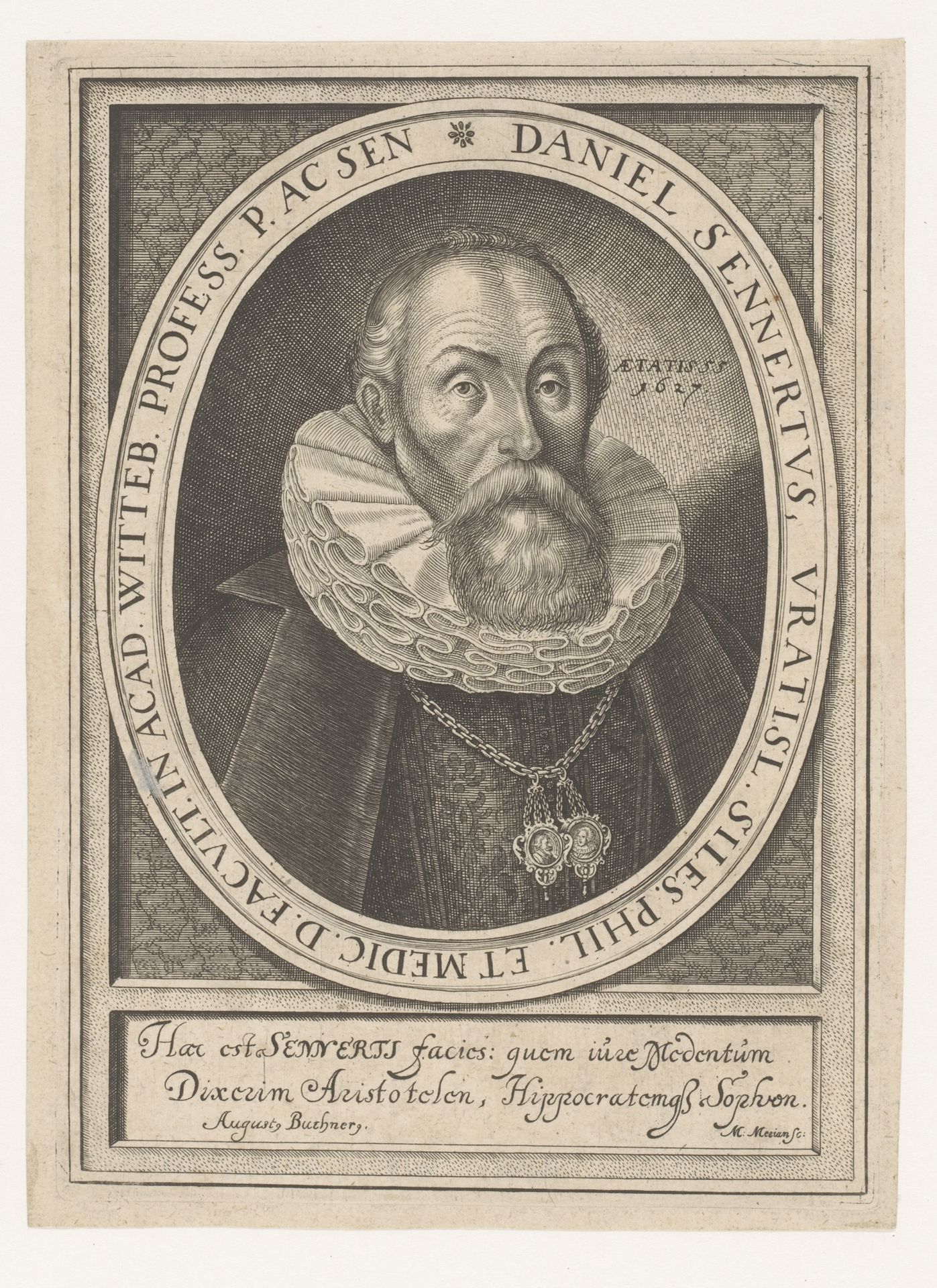 Portret van Daniel Sennert by Matthäus (I) Merian
