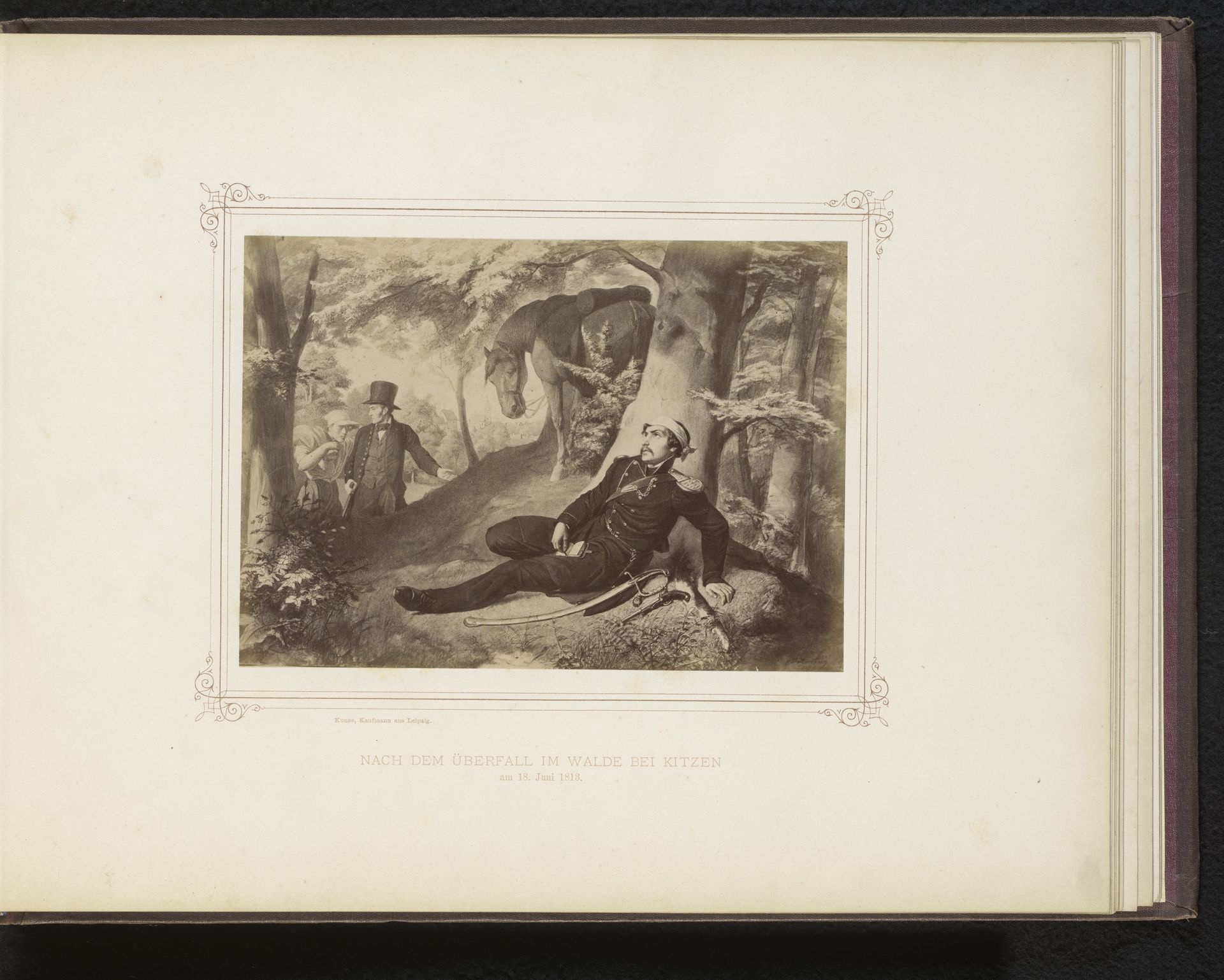 Fotoreproductie van een tekening van Theodor Körner na een overval in het bos by Anonymous