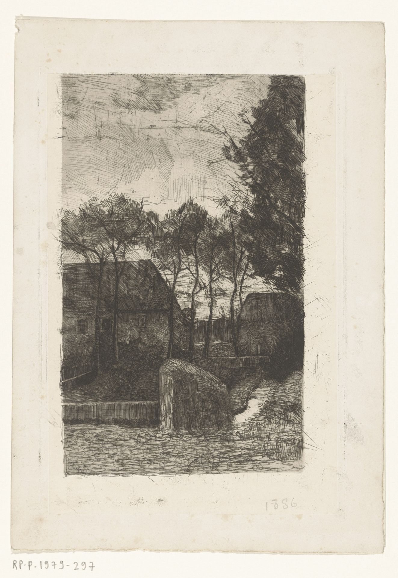 Bomen bij een boerderij by Richard Nicolaüs Roland Holst