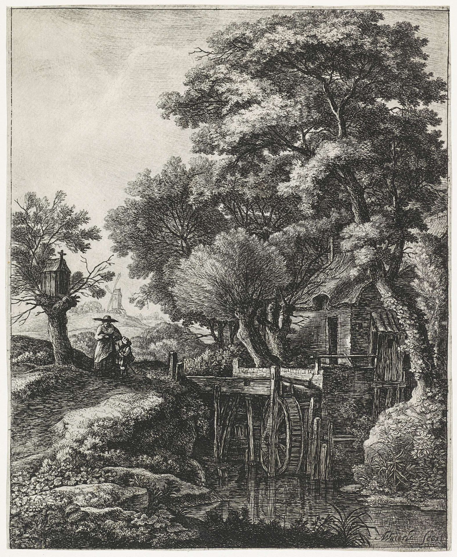 Watermolen by Anthonie Waterloo