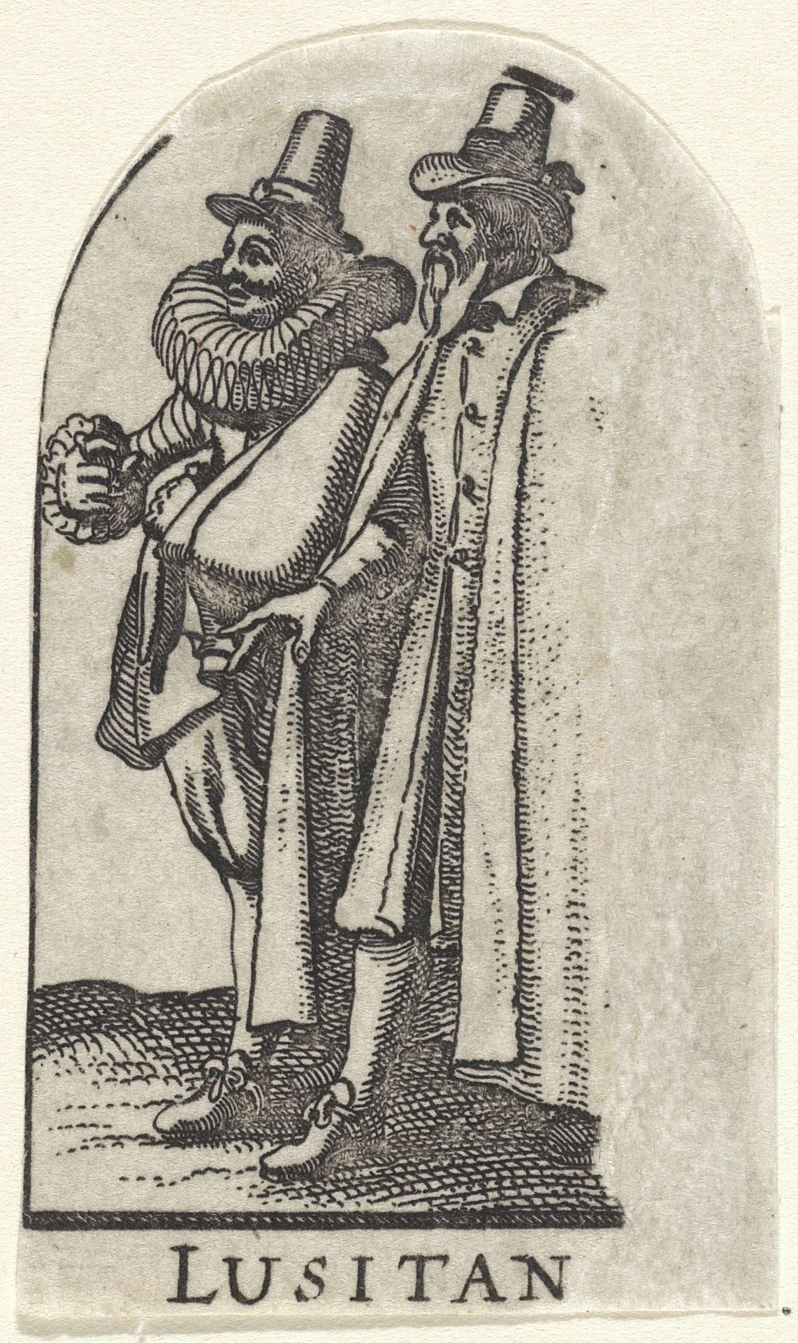 Twee mannen met hoeden by Claes Jansz. Visscher
