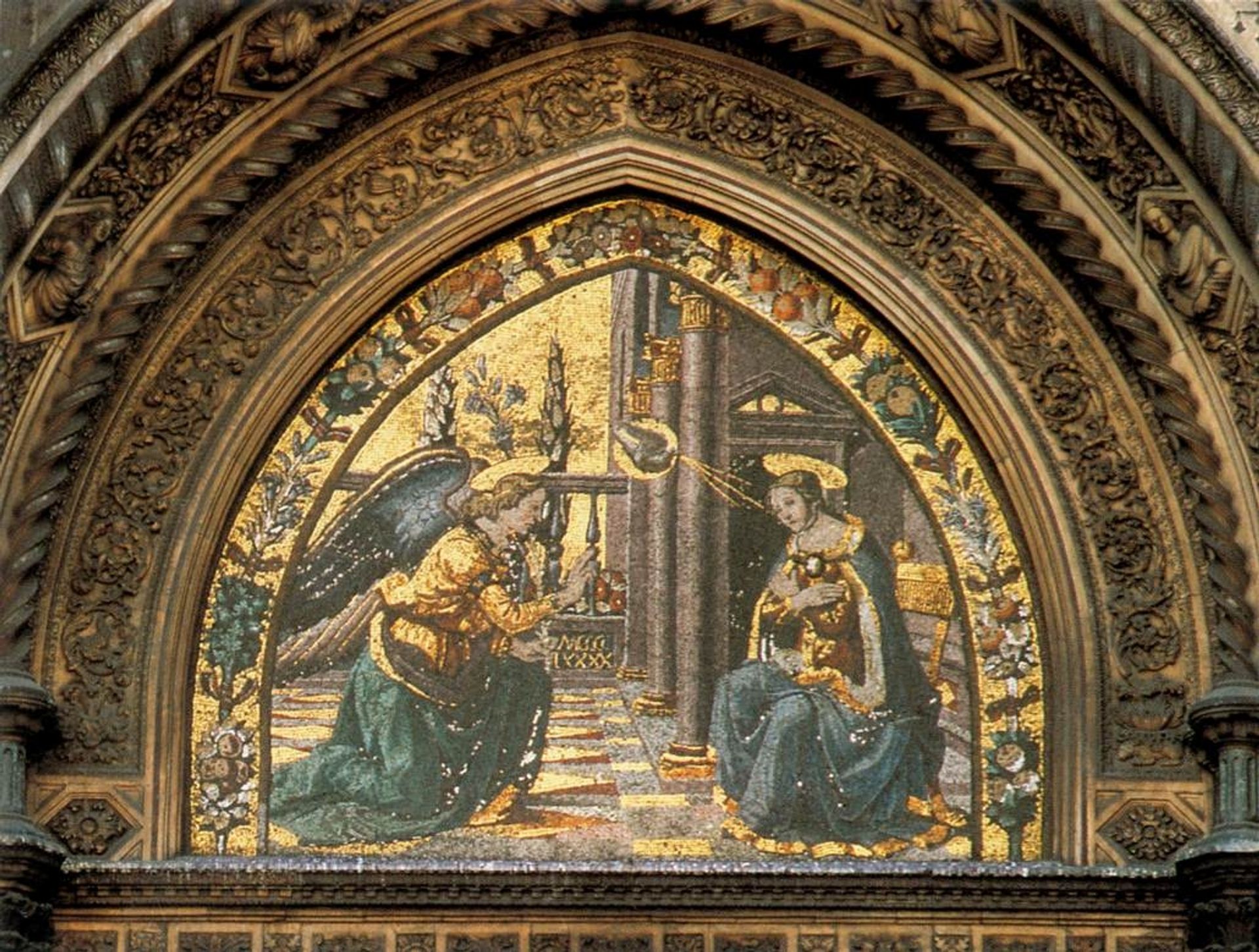 Annunciation closeup by Domenico Ghirlandaio